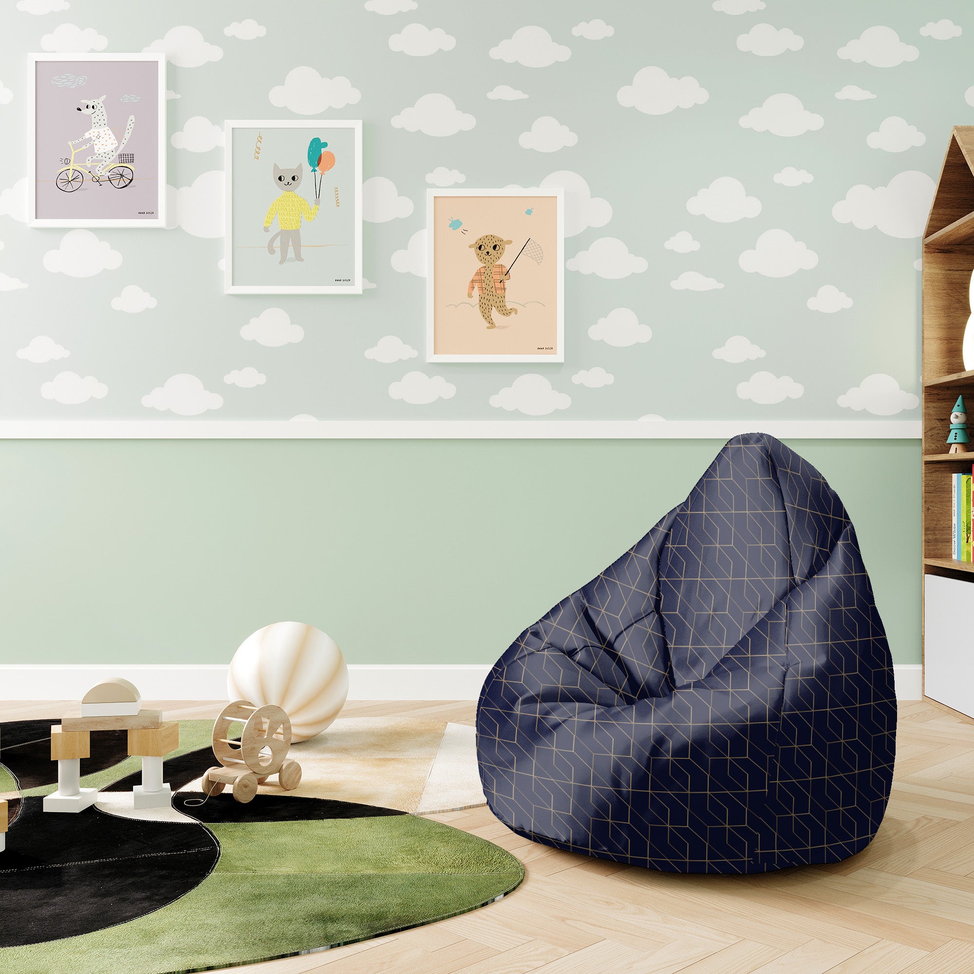 Puf Pearshape Gold Luxury Pattern
