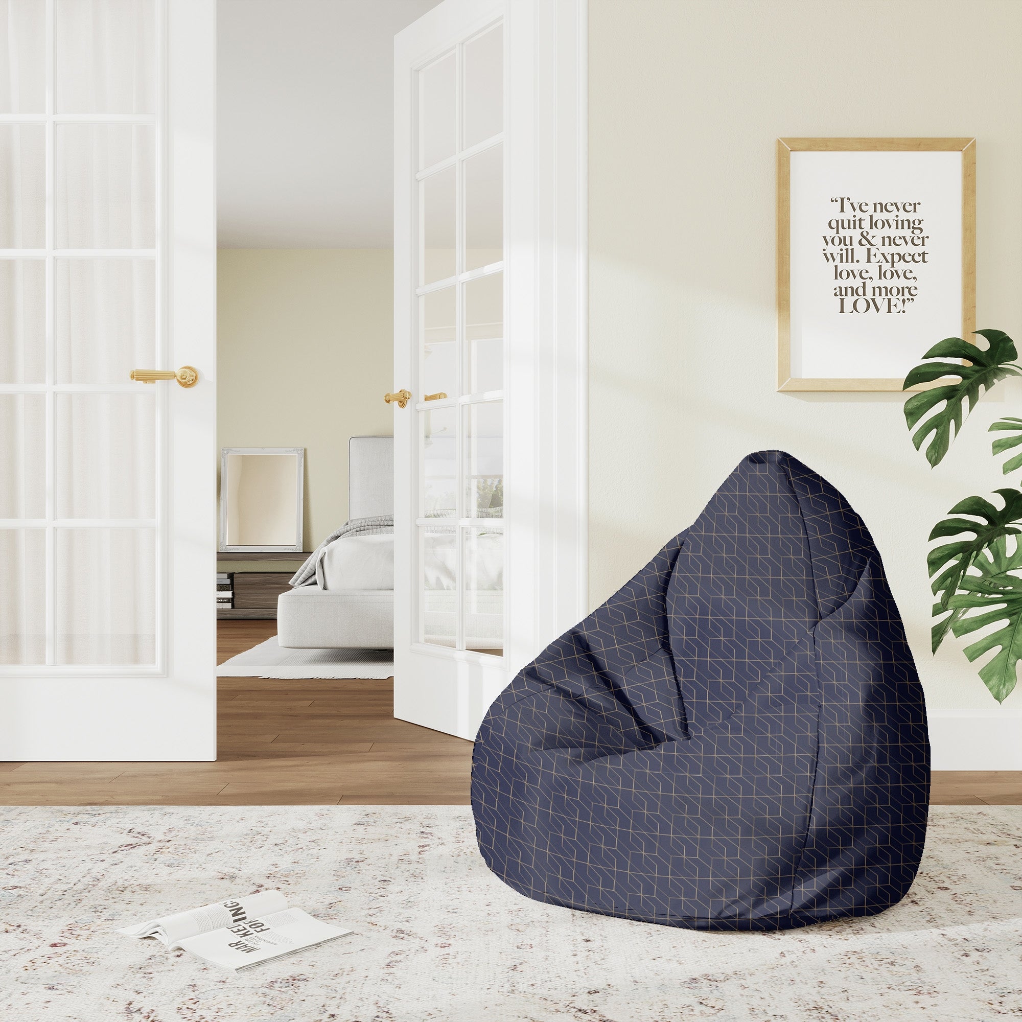 Sedací vak Pearshape Gold Luxury Pattern-M-Oxford