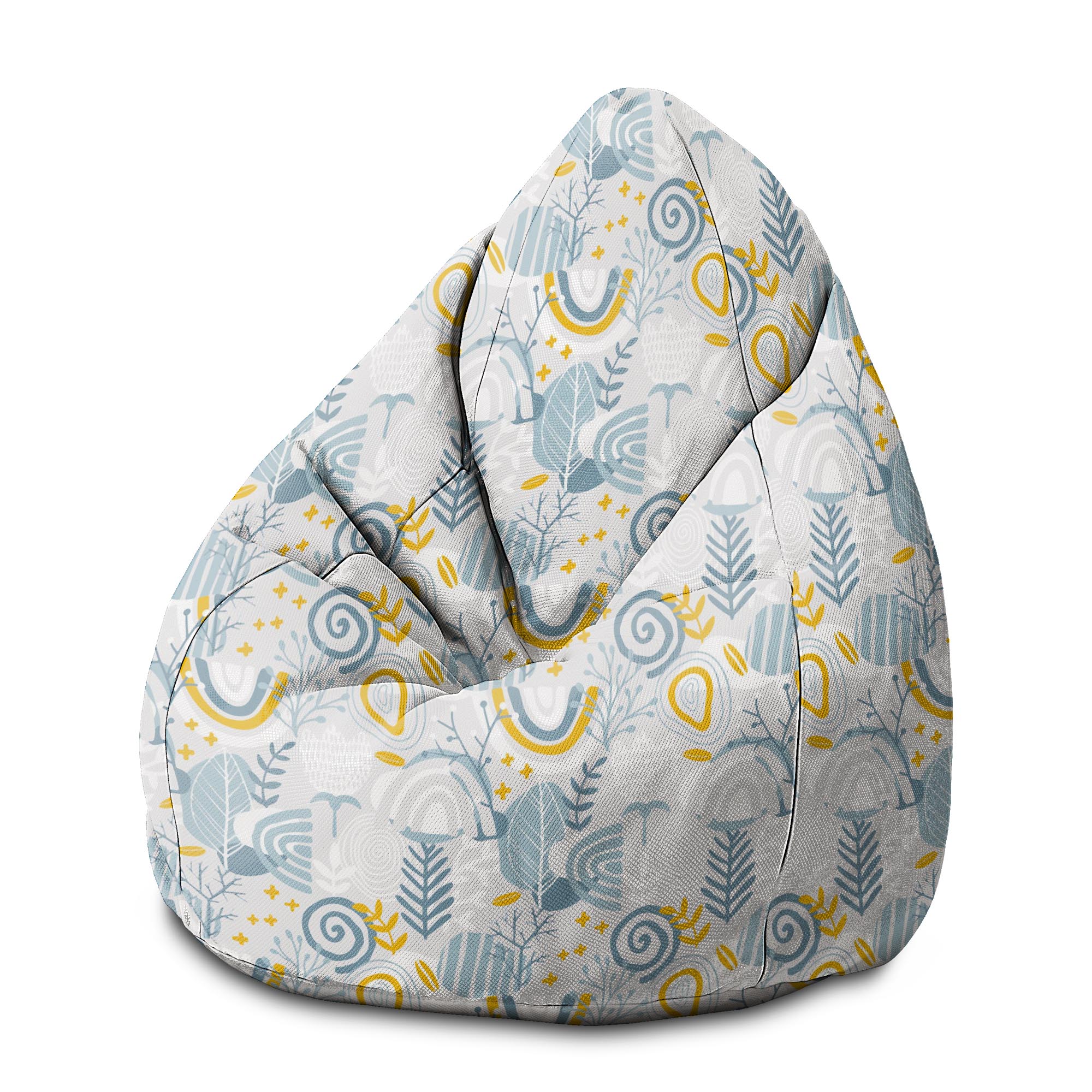 Sedací vak Pearshape Šedý kvetinový vzor-M-Velvet