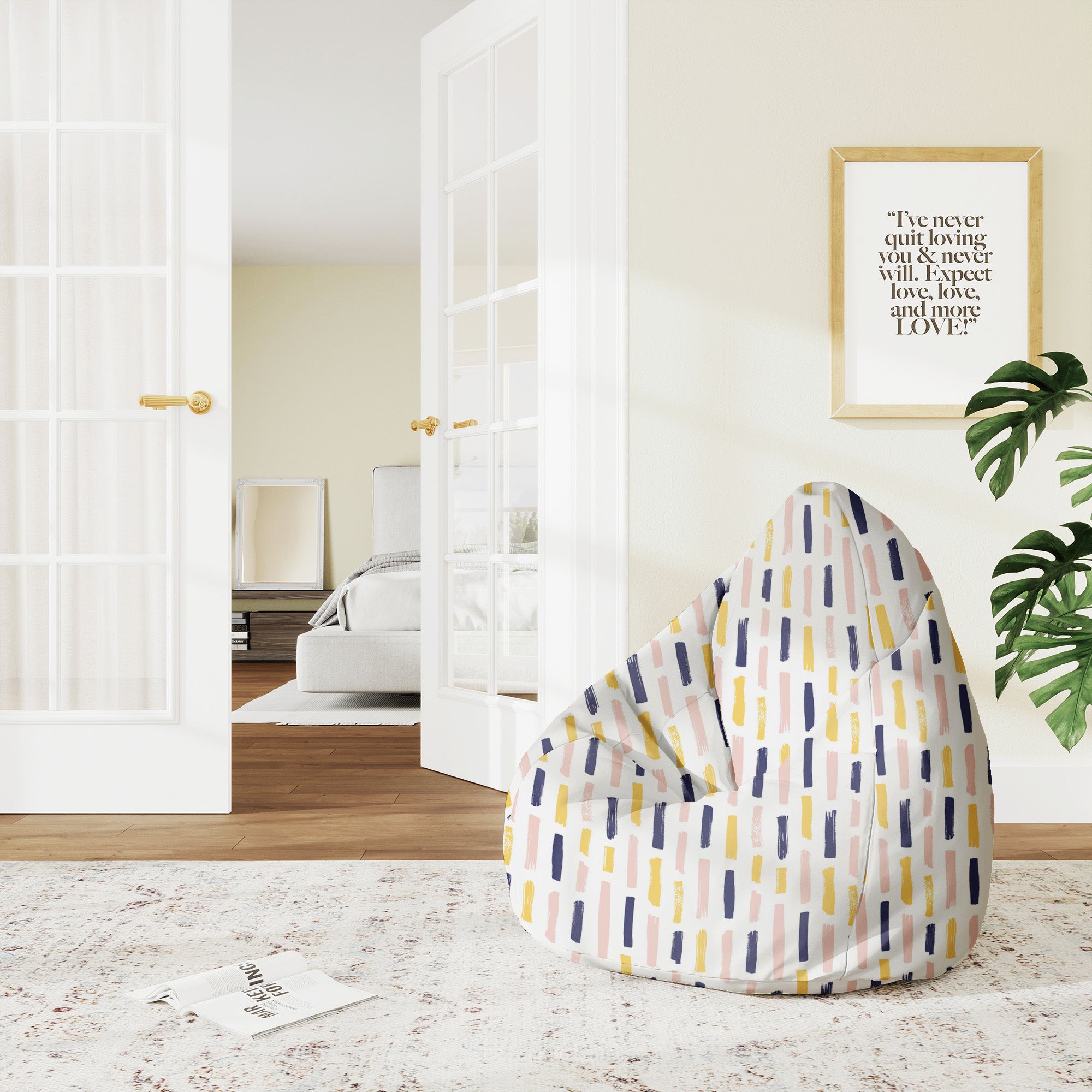 Pearshape Pouf Modern Brush Strokes-M-Oxford