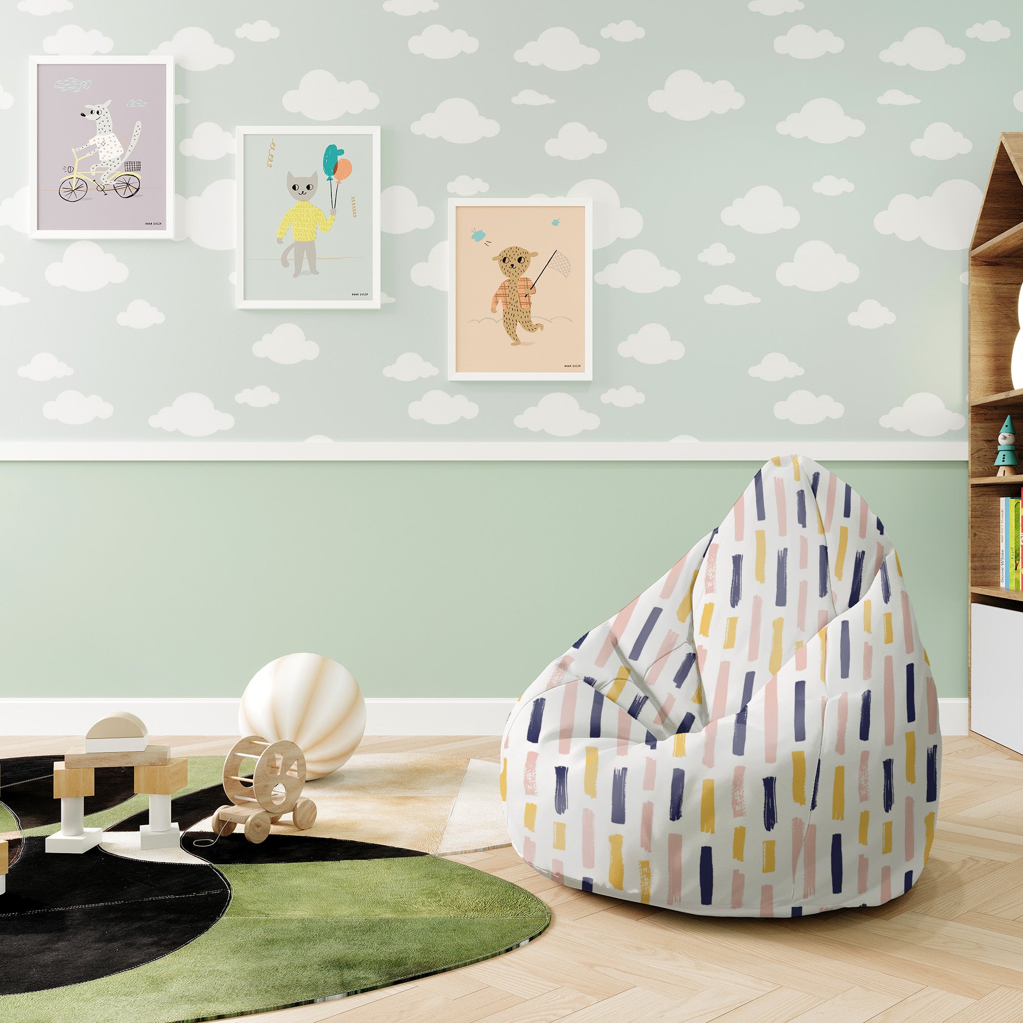 Puf Pearshape Moderné ťahy štetcom-S-Oxford