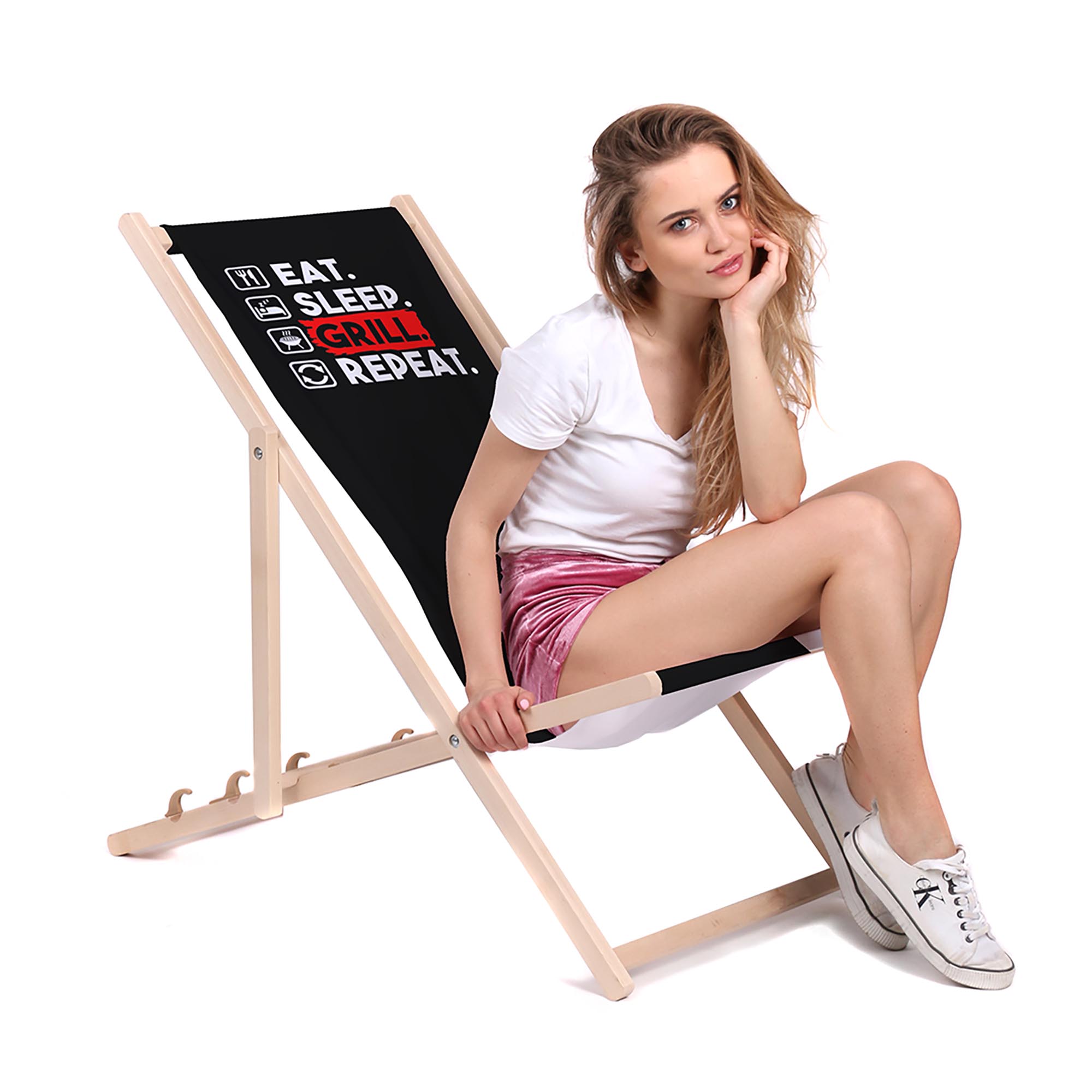 Drevený stolík Eat Sleep Grill-50x50 CM