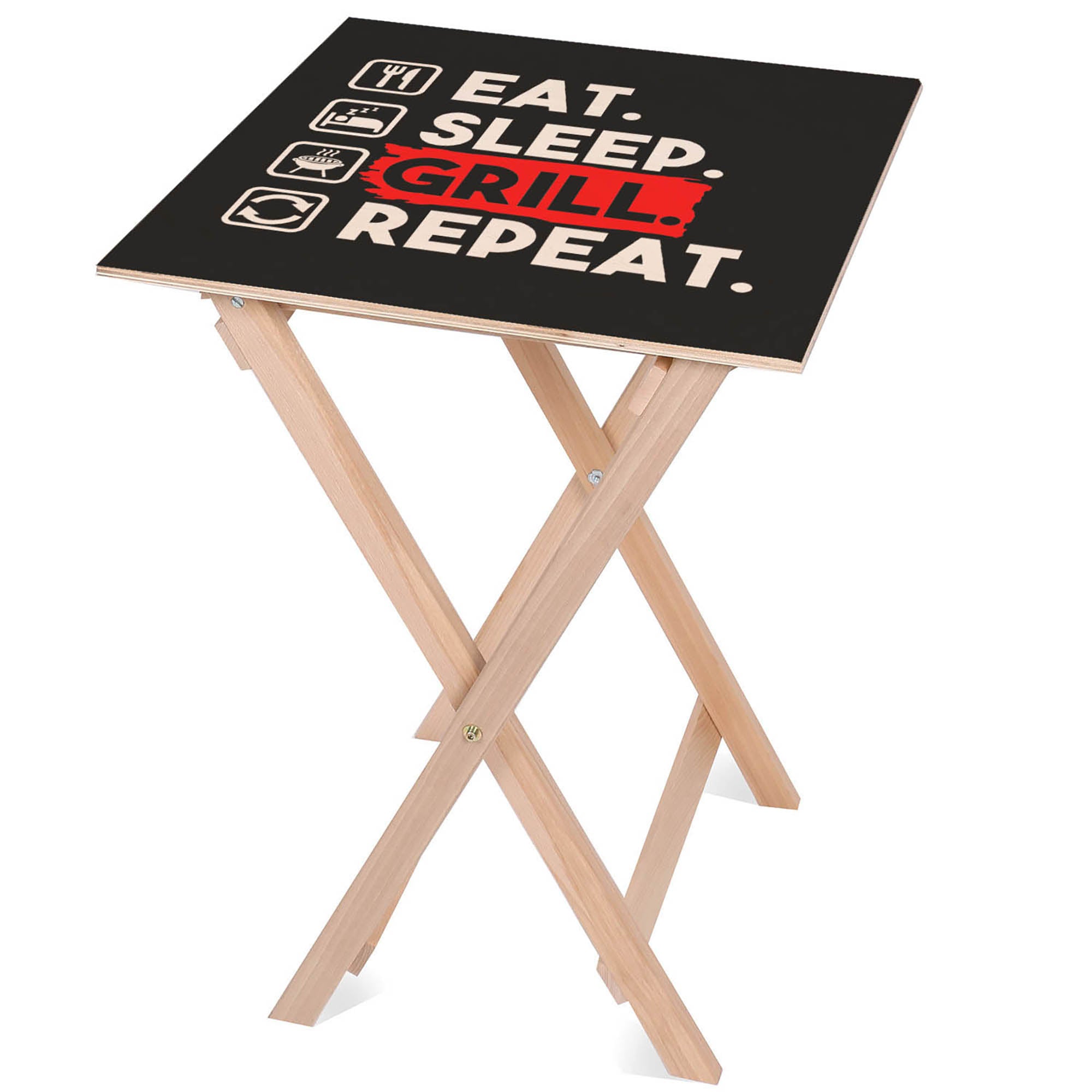Drevený stolík Eat Sleep Grill