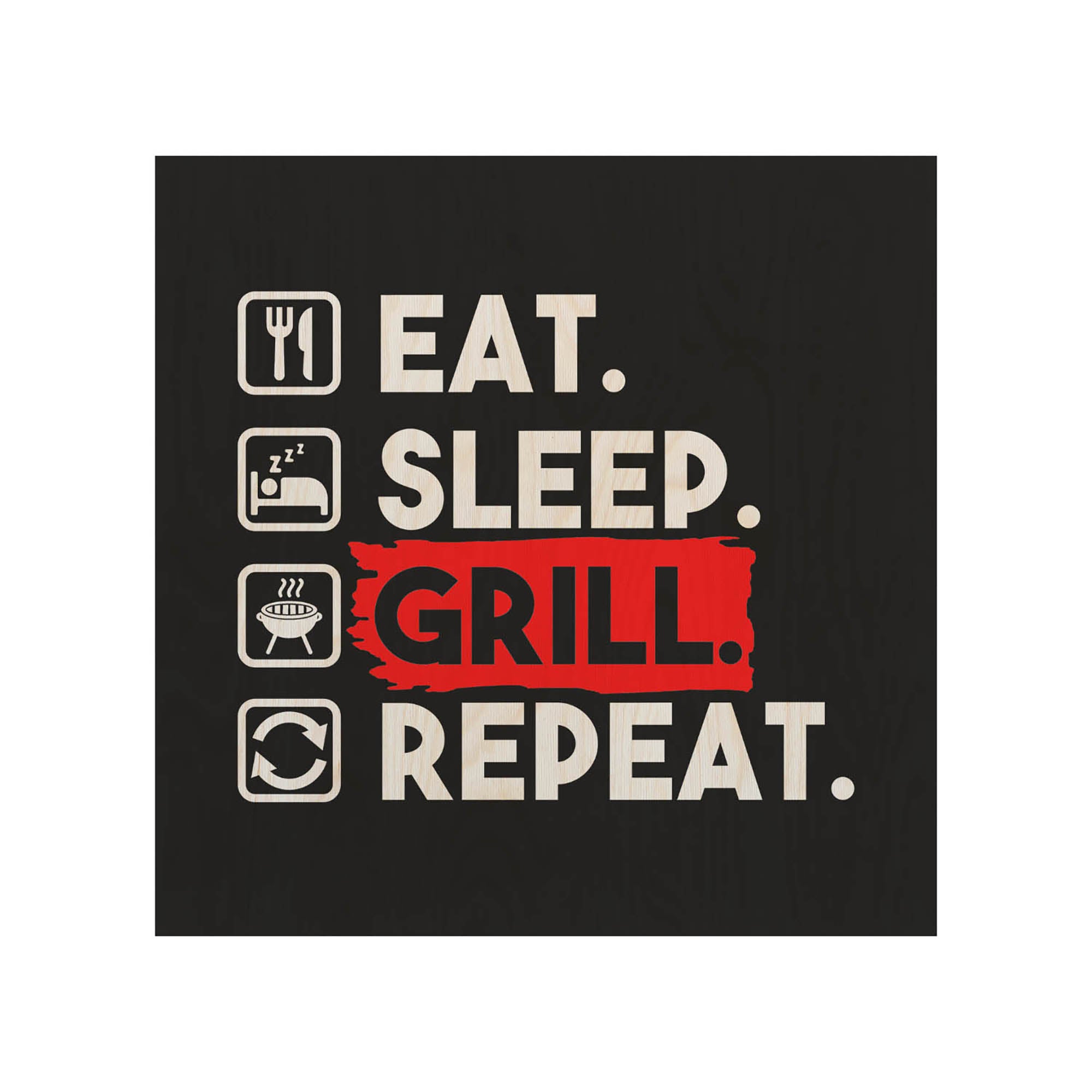 Drevený stolík Eat Sleep Grill