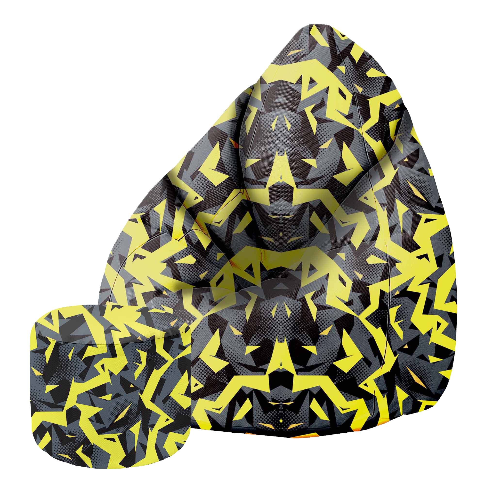 Puf Pearshape s podnožkou Abstraction-Velvet