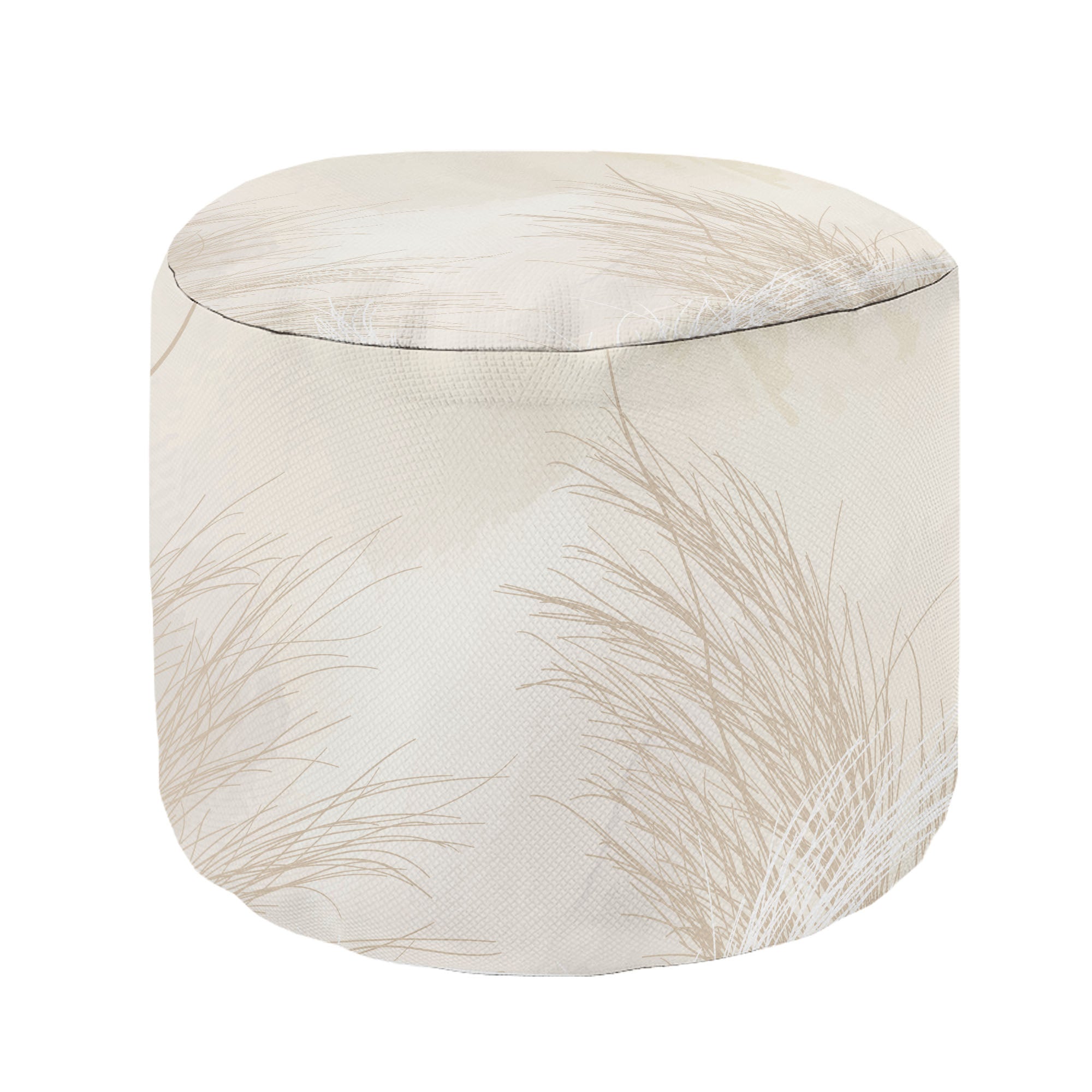 Okrúhly puf podnožka Beige Warm Pampas Grass