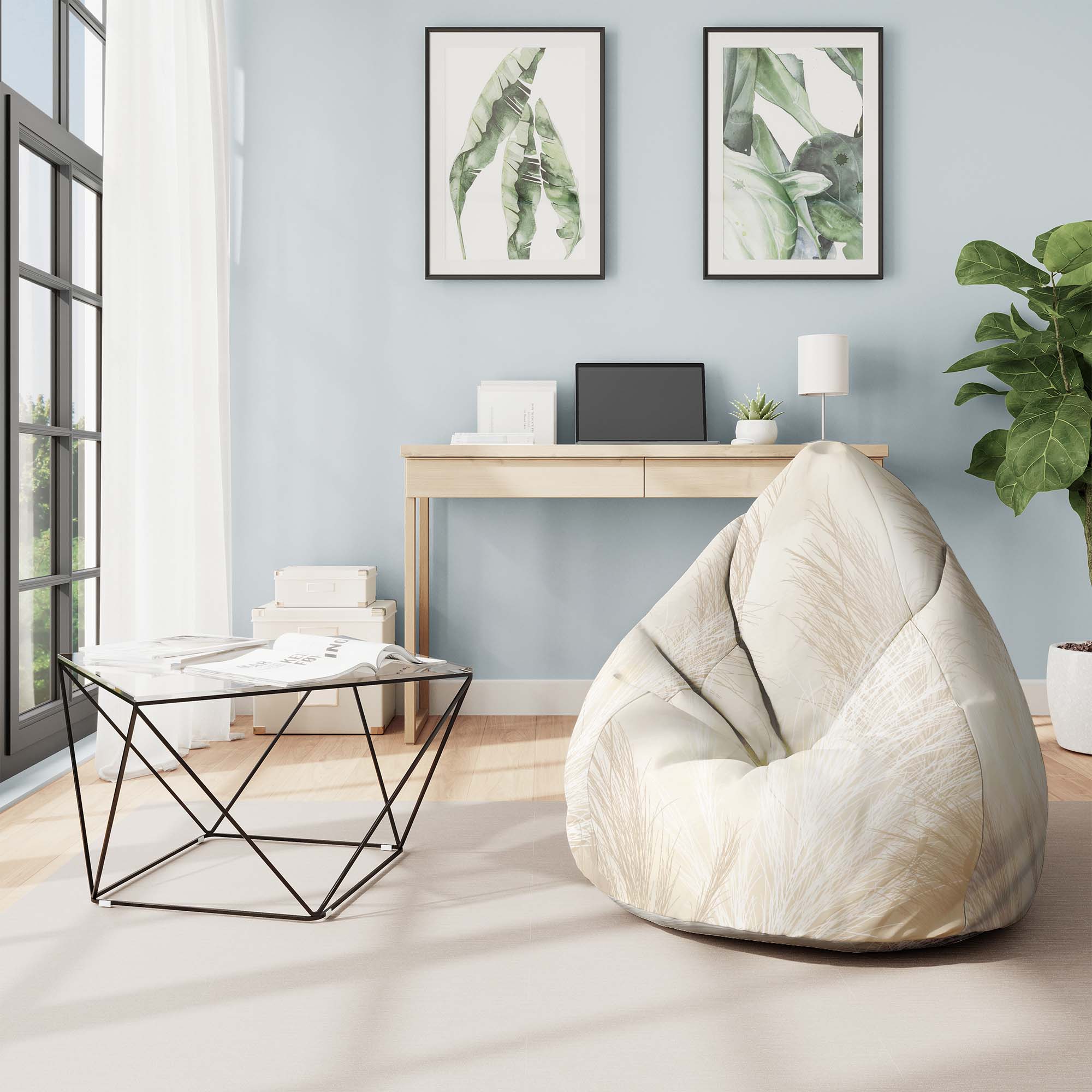 Puf Pearshape Beige Warm Pampas Grass