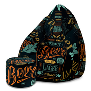 Puf Pearshape s podnožkou Black Beer-Velvet