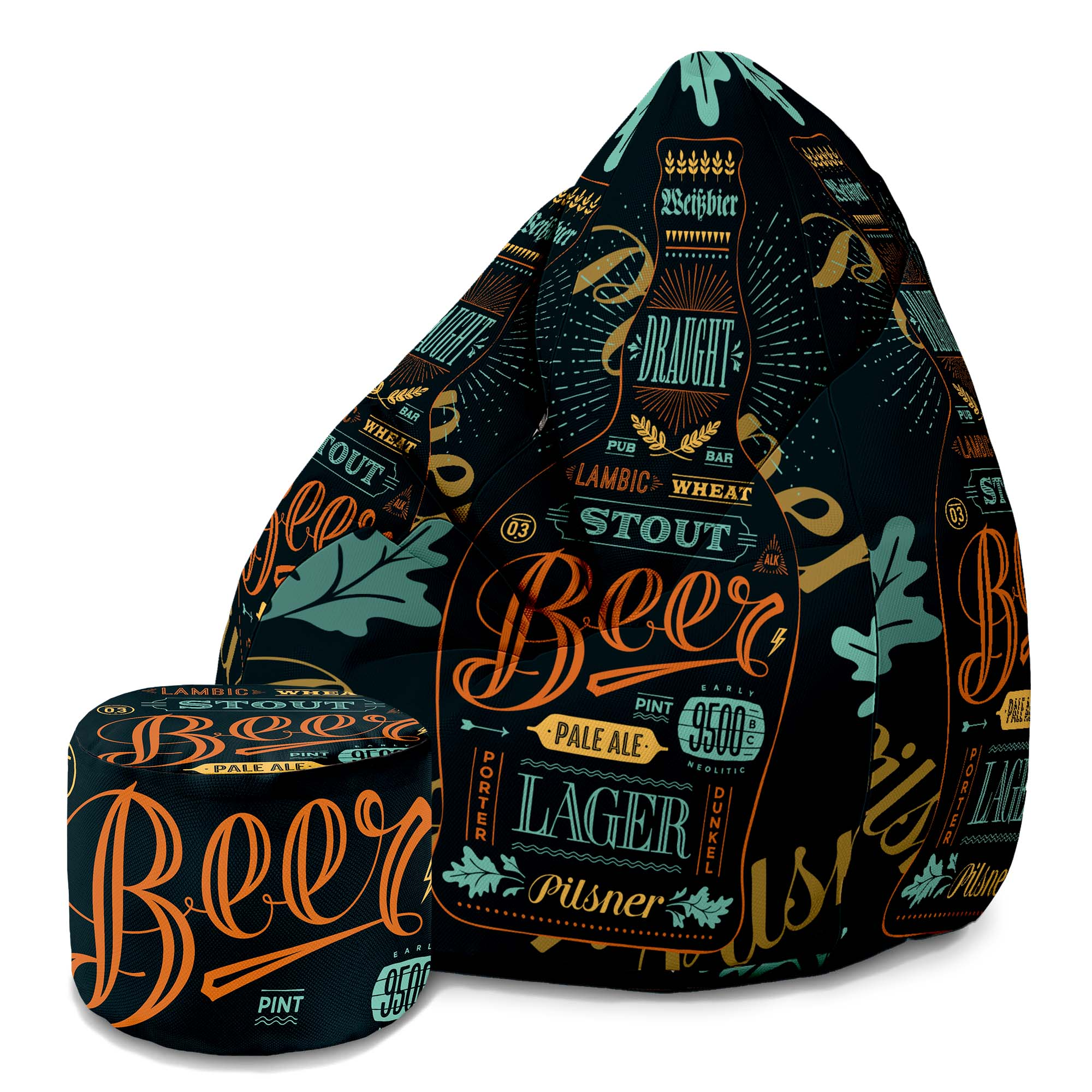 Puf Pearshape s podnožkou Black Beer-Velvet