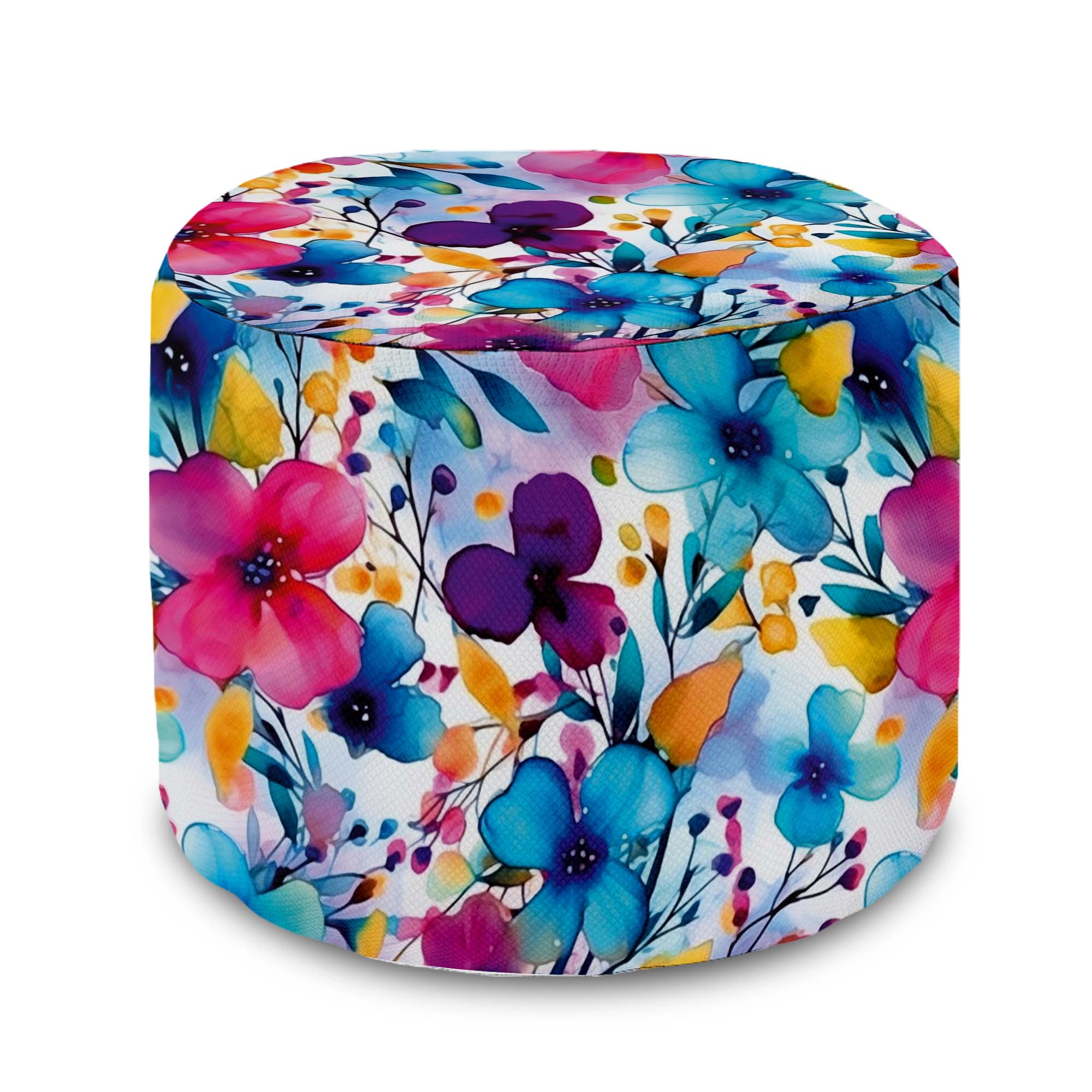 Runder Hocker Fußstütze Big Flowers-Velvet