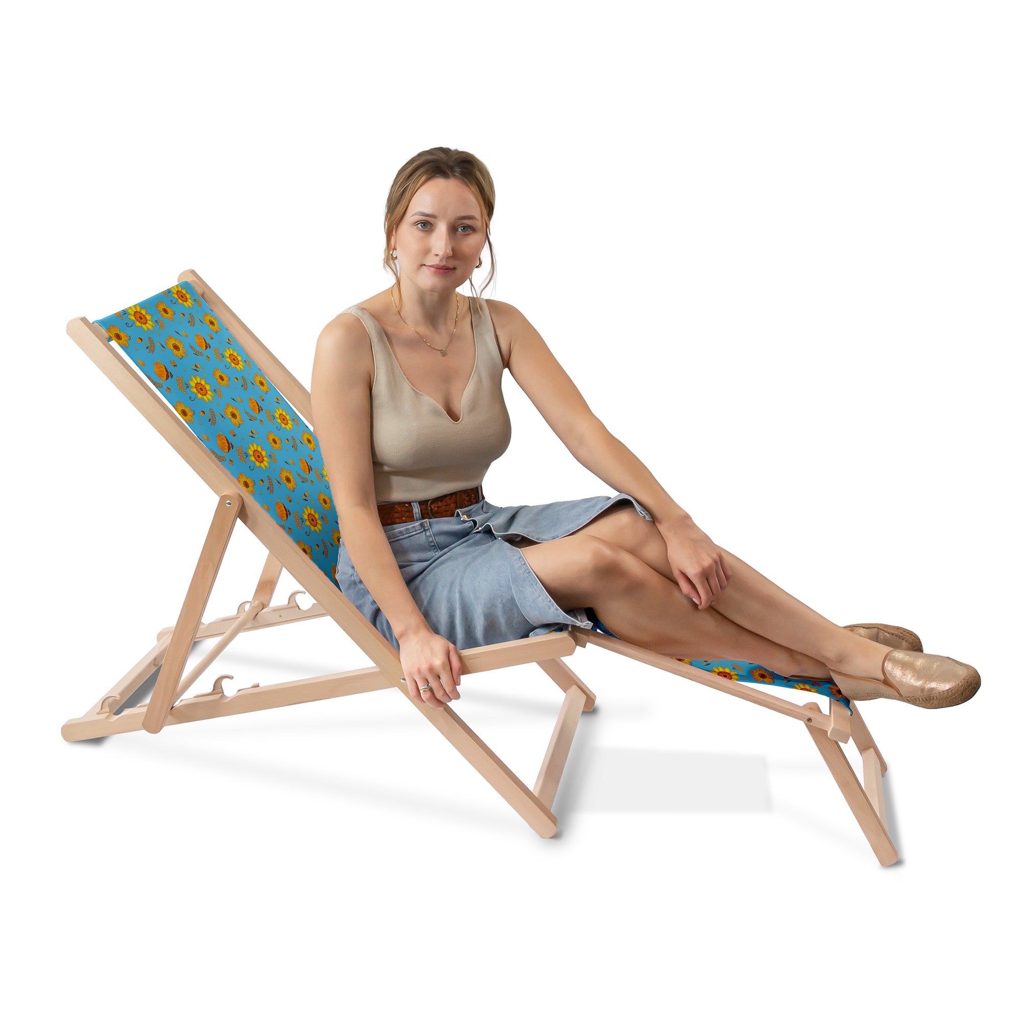 Drevené ležadlo s podnožkom Blue Paradise