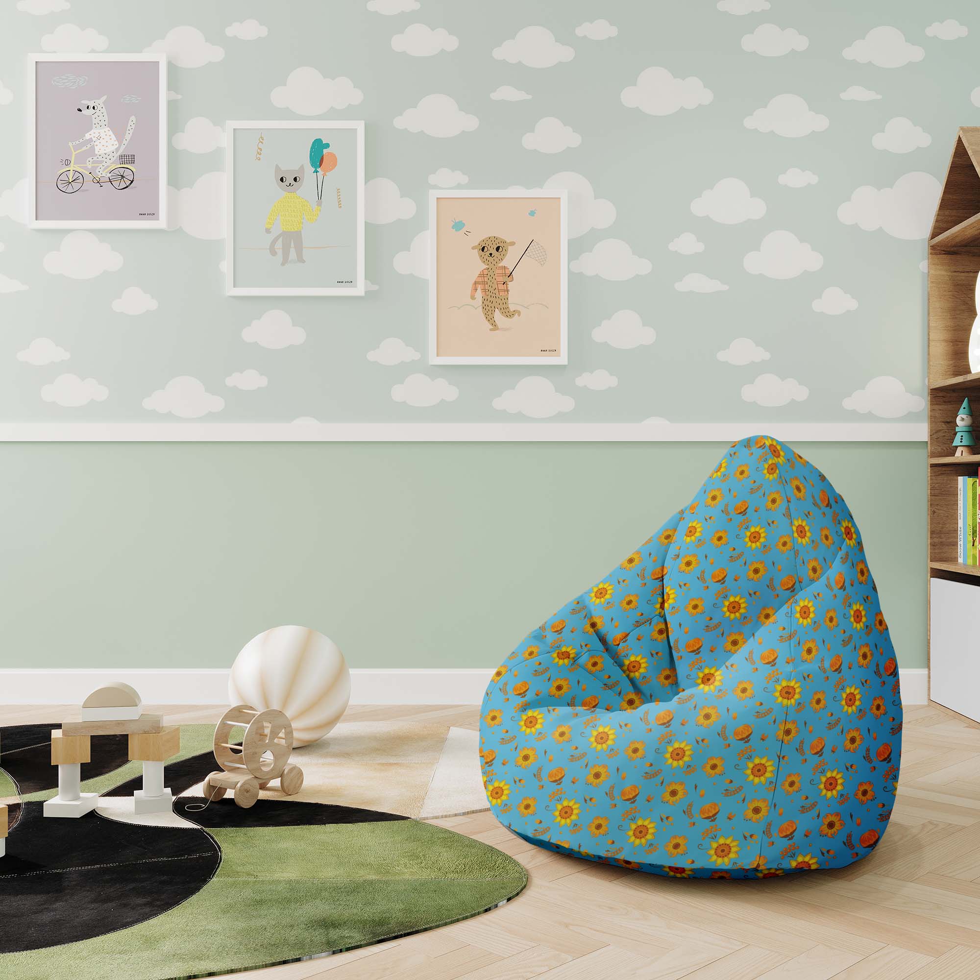 Puf Pearshape Blue Paradise-S-Velvet