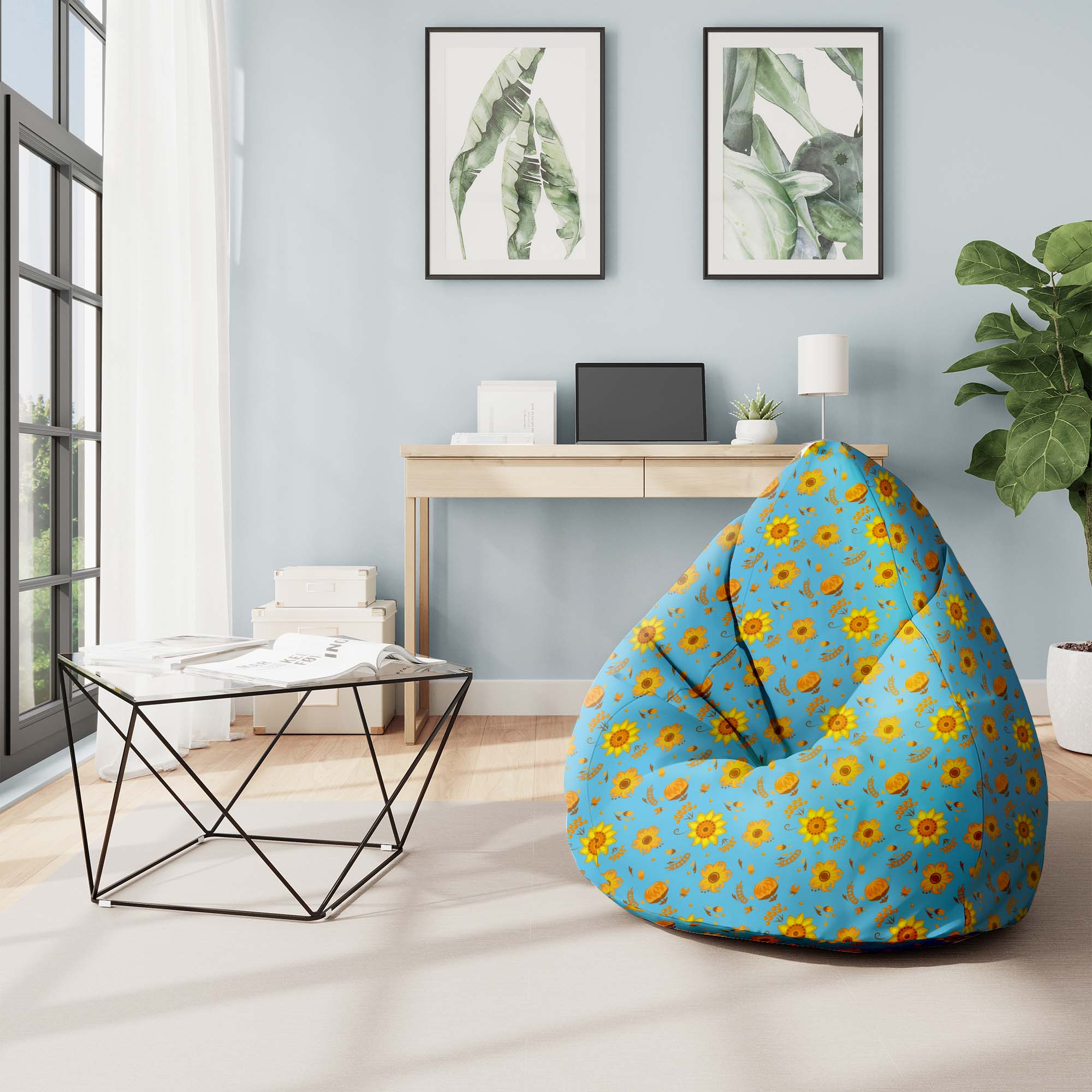 Puf Pearshape Blue Paradise-S-Velvet