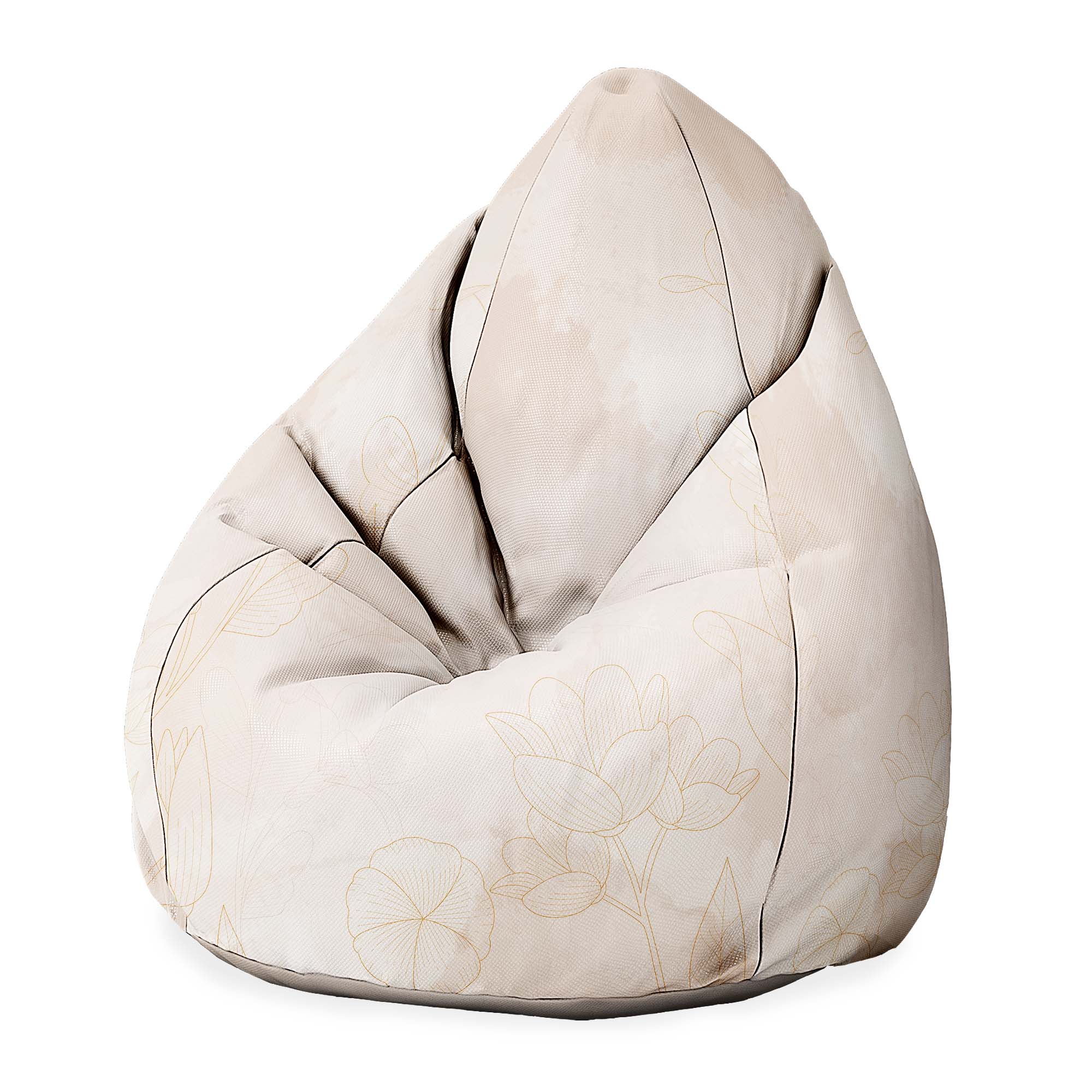 Puf Pearshape Beige Flowers