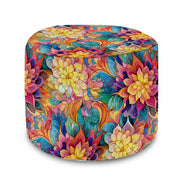 Okrúhly puf podnožka Botanical Floral Geometric Pattern-Oxford