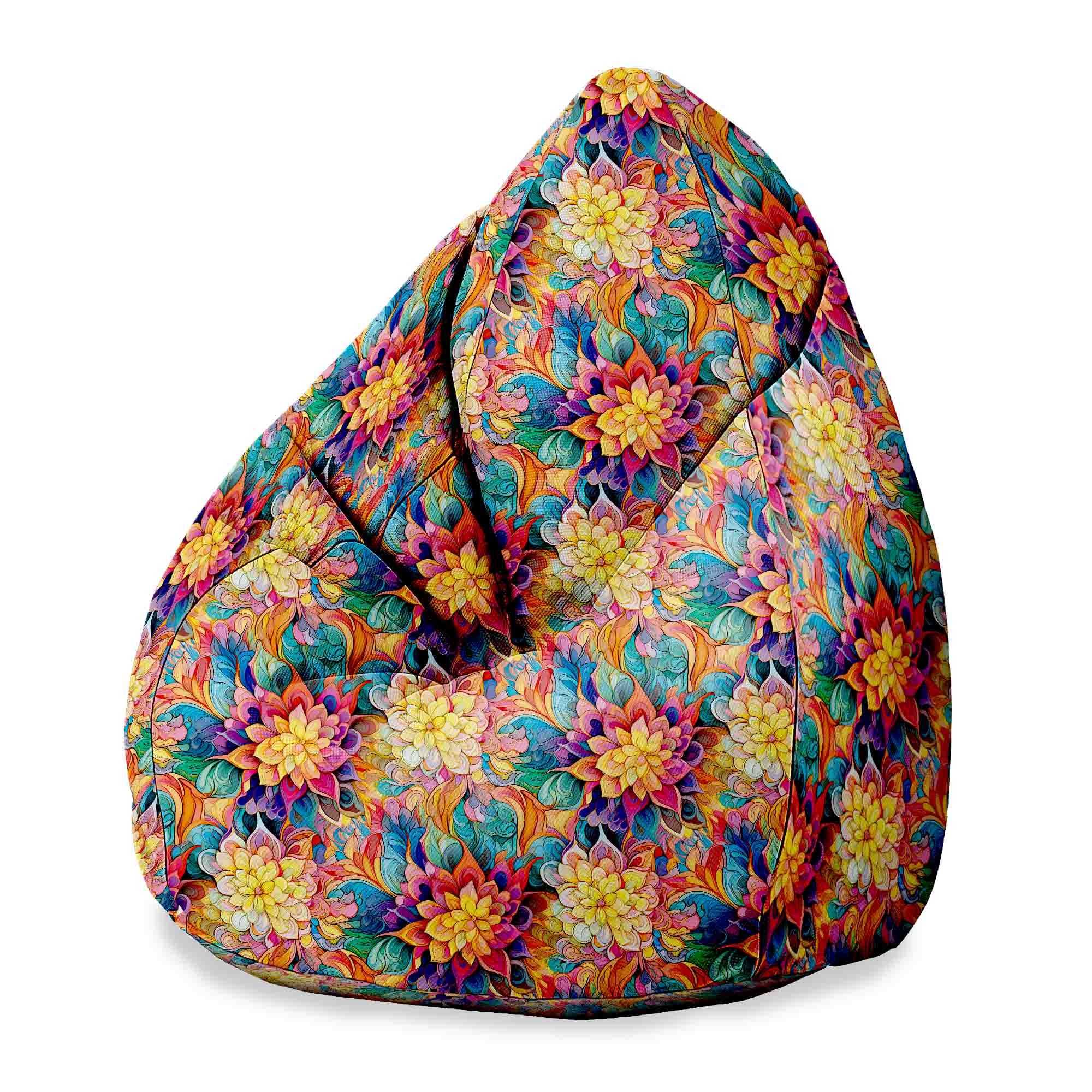 Puf Pearshape Botanický kvetinový geometrický vzor-S-Velvet