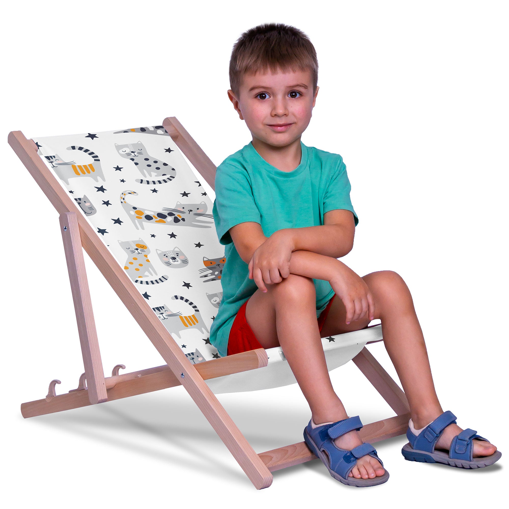 Wooden Deck Chair Cartoon Funny Cats