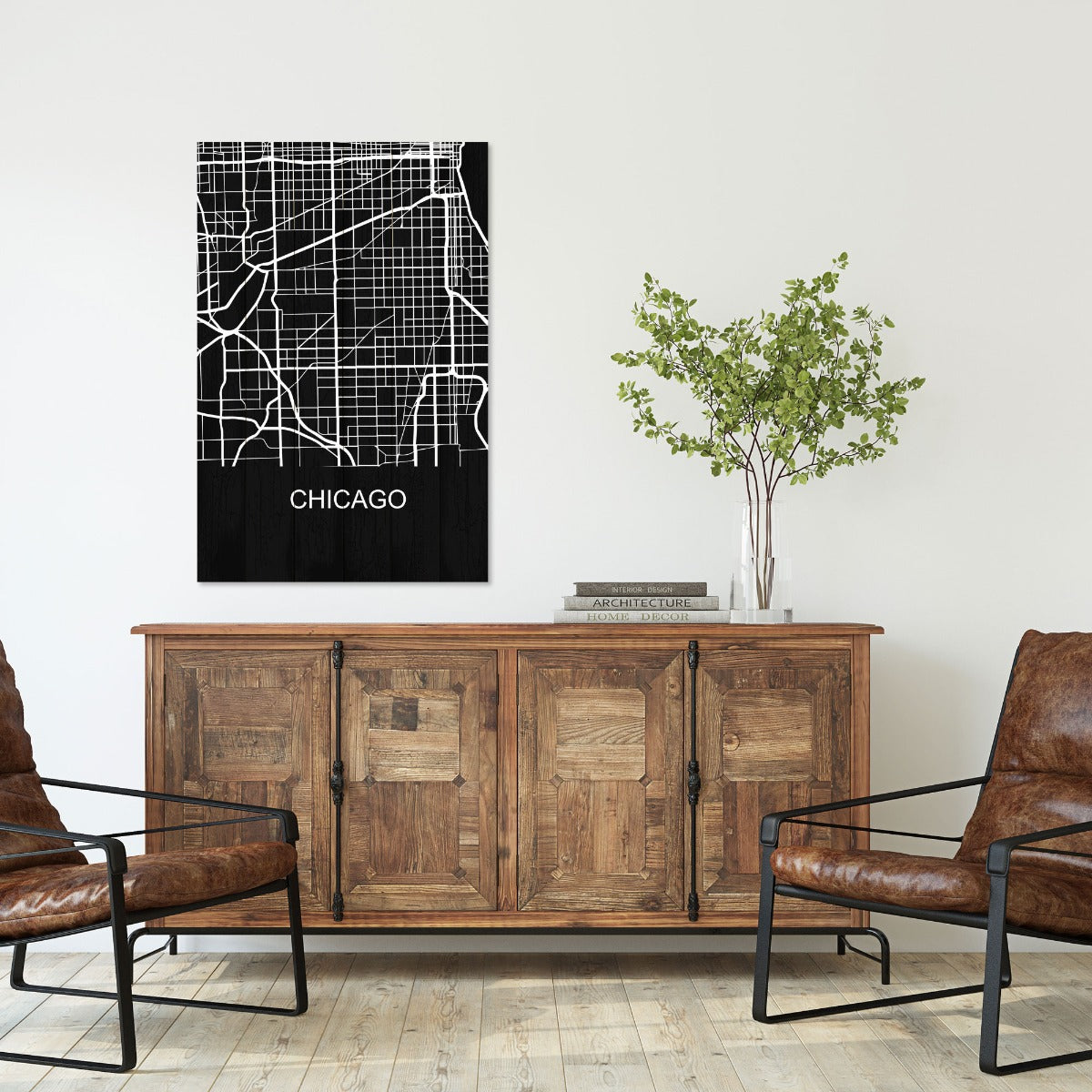 Wood Picture Chicago-30x40 cm