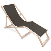 Wooden Deck Chair with Footrest Denim Imitation Chocolate Truffle