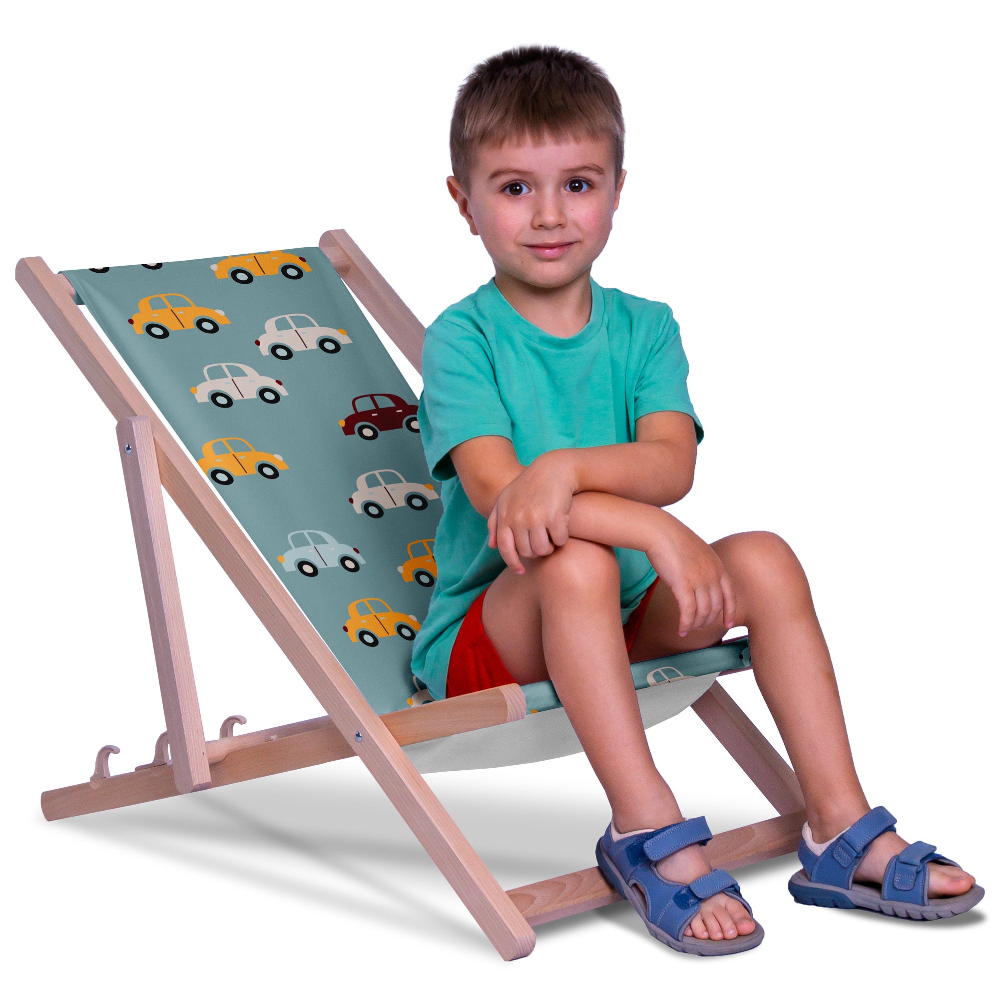 Wooden Deck Chair Colorful Cars