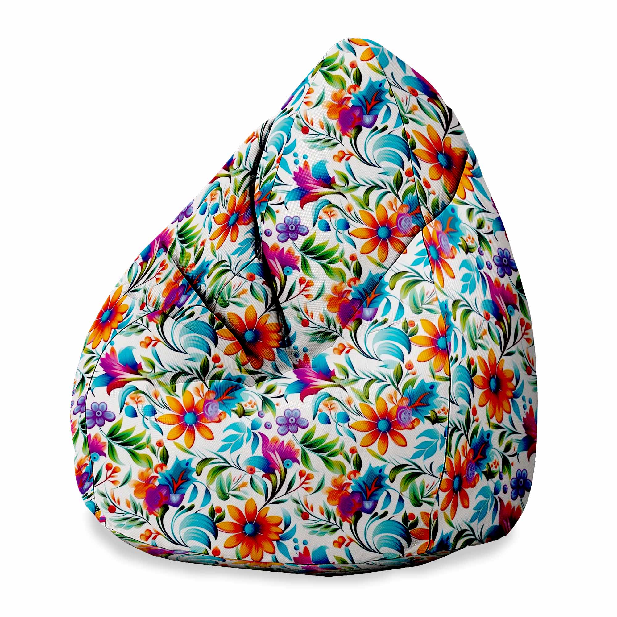 Puf Pearshape Barevný Květinový