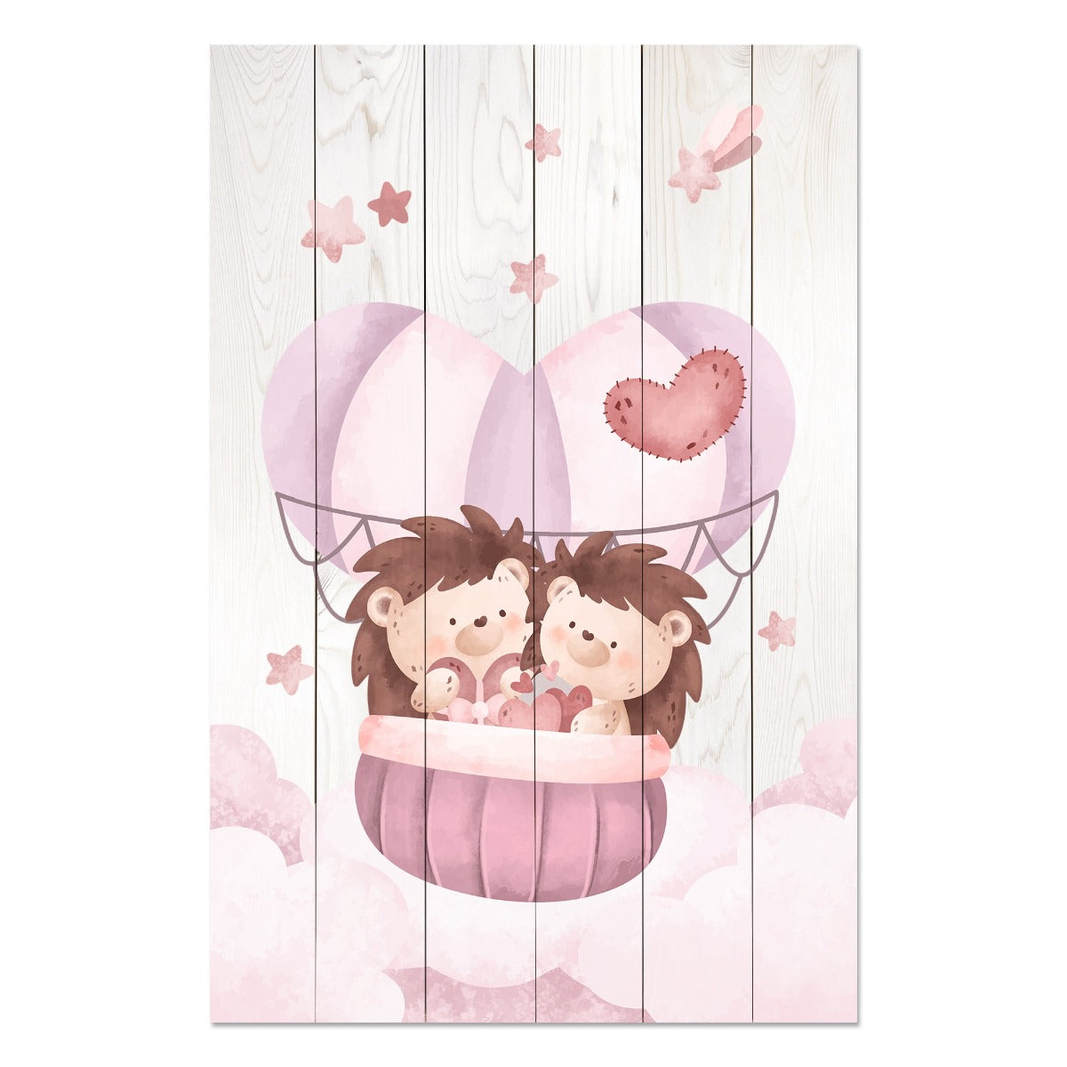 Obraz Wood Roztomilé Ježkovia v Oblakoch-40x60 cm