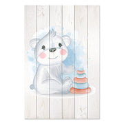 Bild Holz Niedlicher Koala spielt mit Spielzeug-20x30 cm