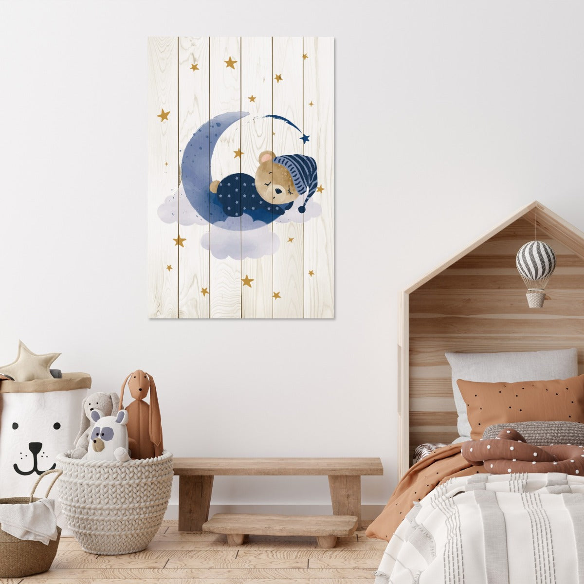 Obraz Wood Cute Sleeping Bear-50x70 cm
