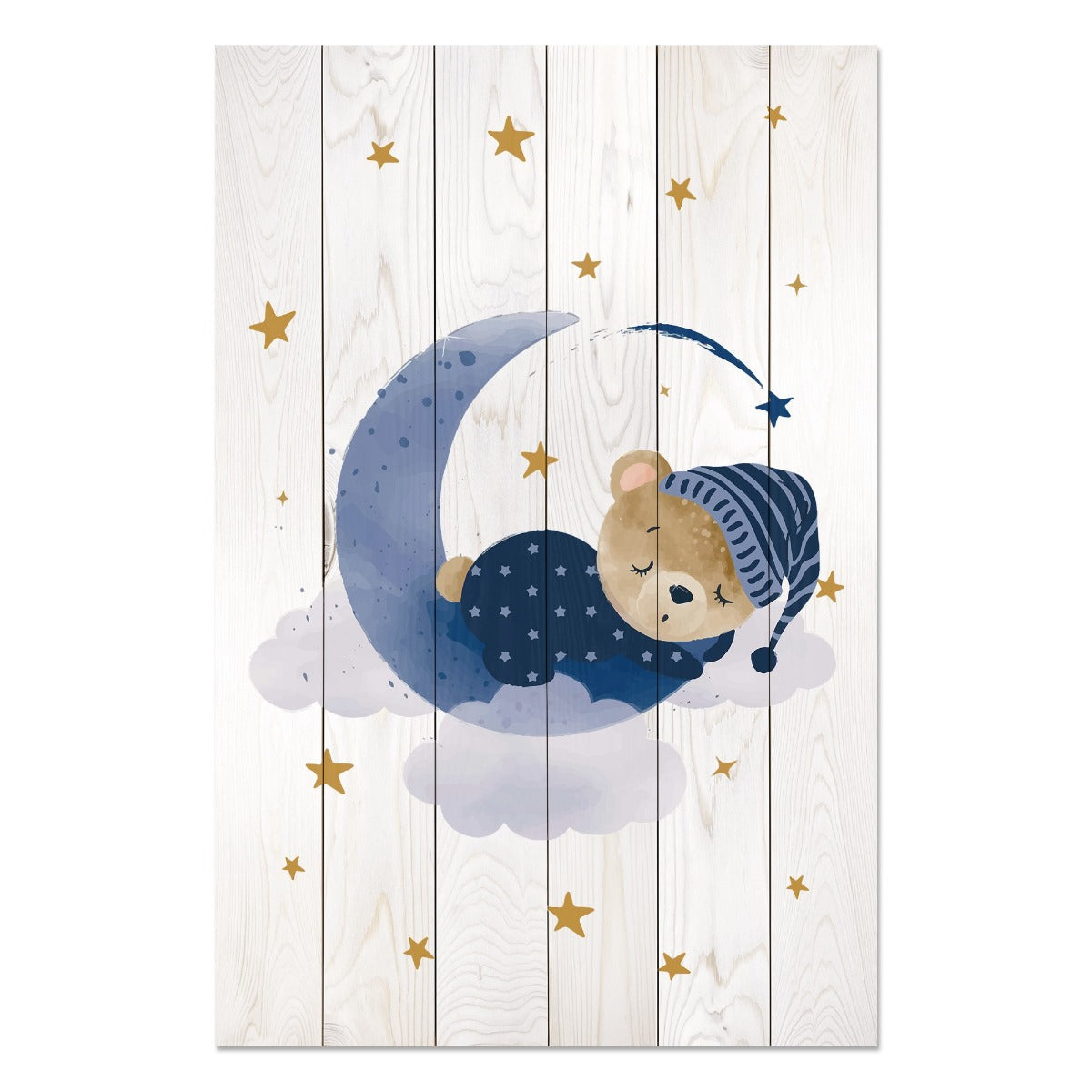 Wooden Picture Cute Sleeping Bear-40x60 cm