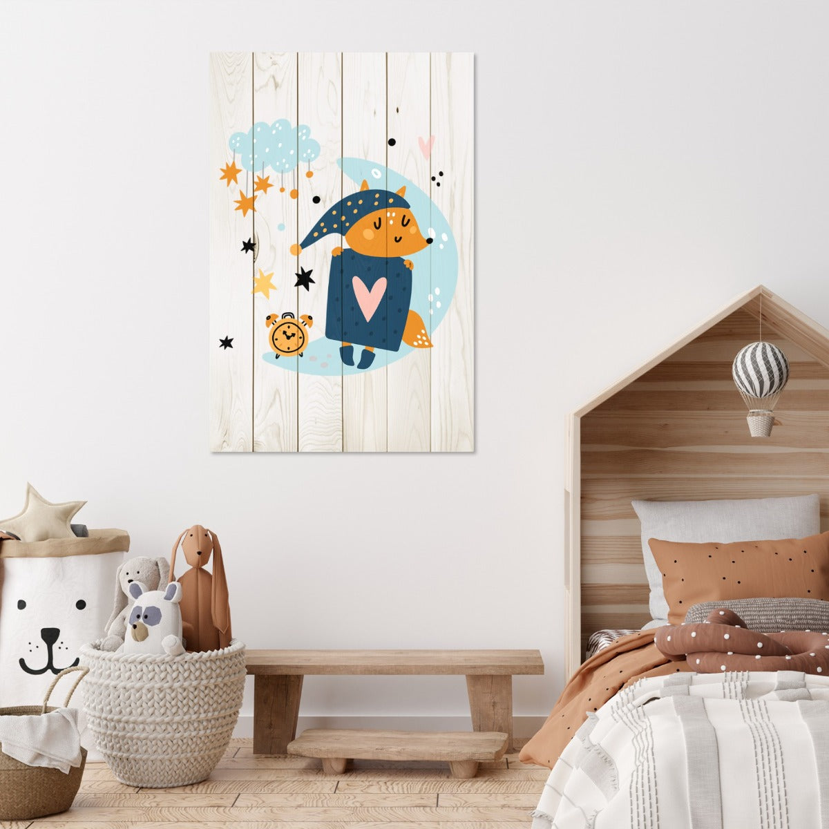 Bild Wood Niedlicher schlafender Fuchs-20x30 cm