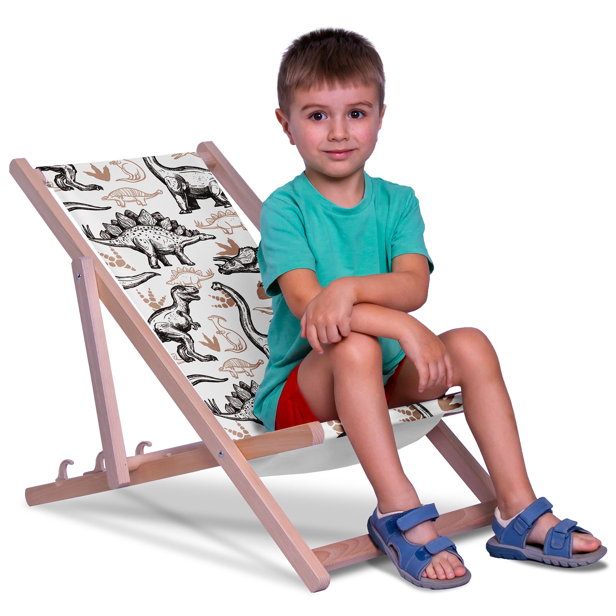 Wooden Deck Chair Dinosaurs Footprints