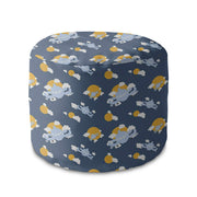 Okrúhly puf podnožka Blue Planes-Velvet