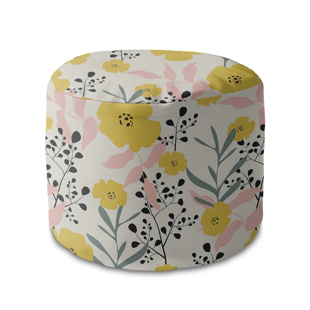 Okrúhly puf podnožka Yellow Daffodil-Velvet
