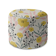Okrúhly puf podnožka Yellow Daffodil-Velvet