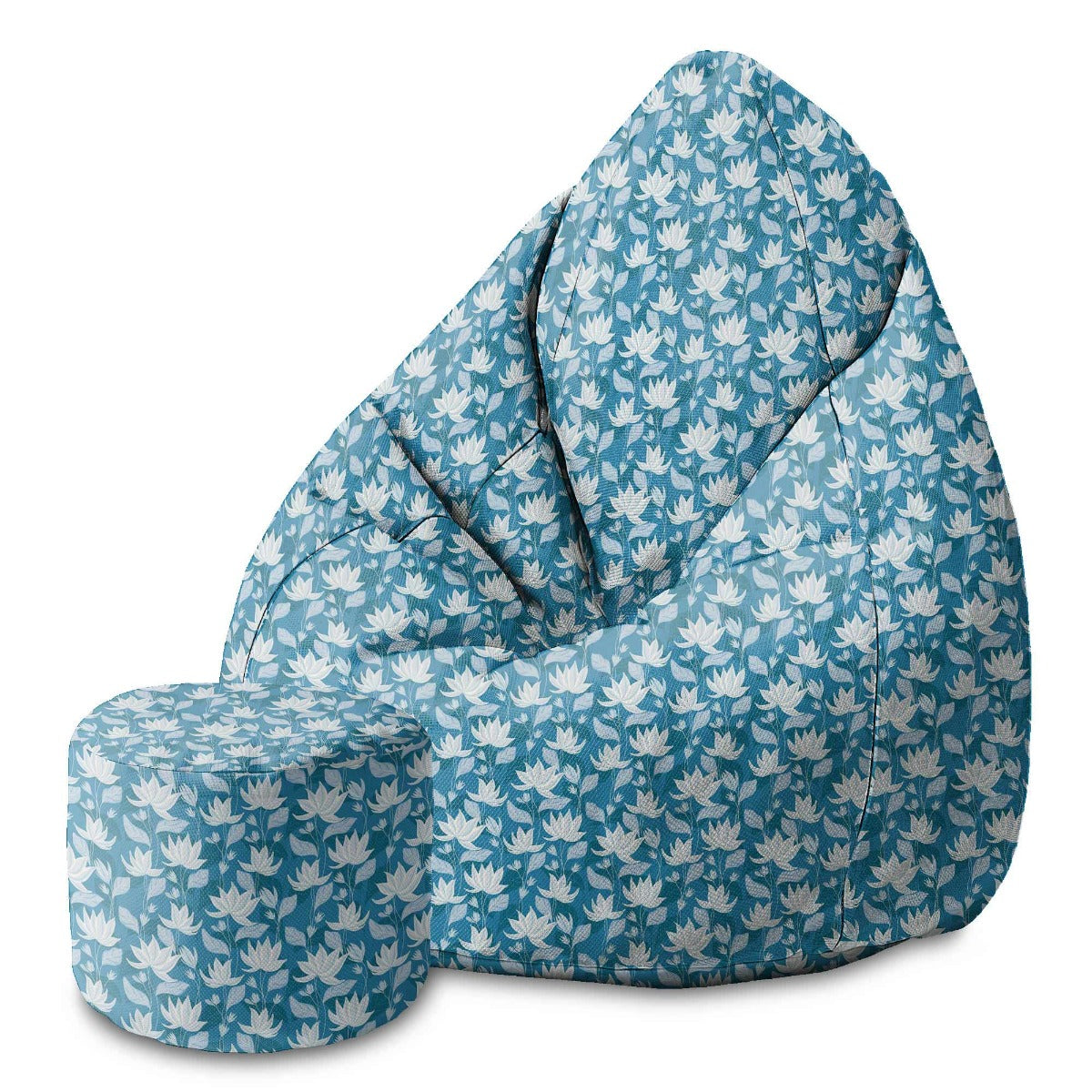 Okrúhly puf na nohy Blue Water Lily-Velvet
