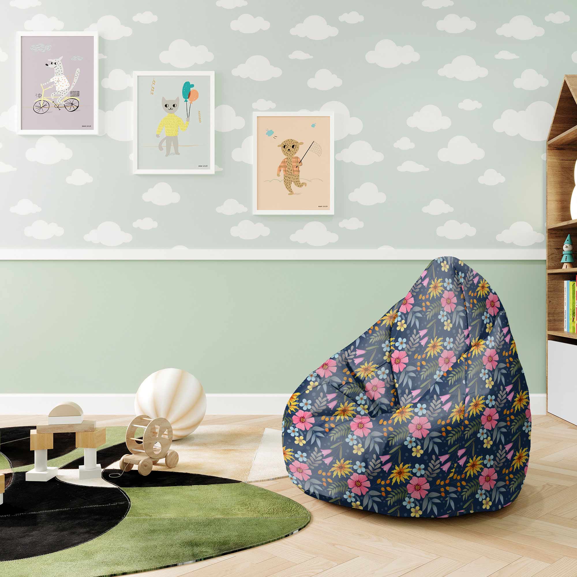 Puf Pearshape Spring Flowers