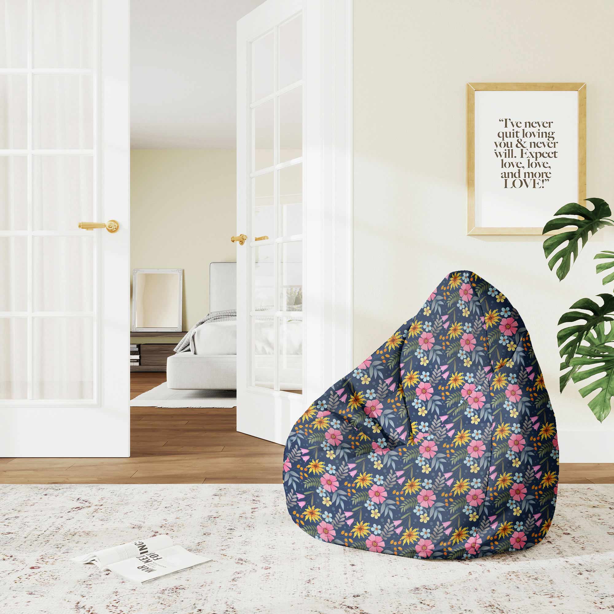 Puf Pearshape Spring Flowers-S-Oxford