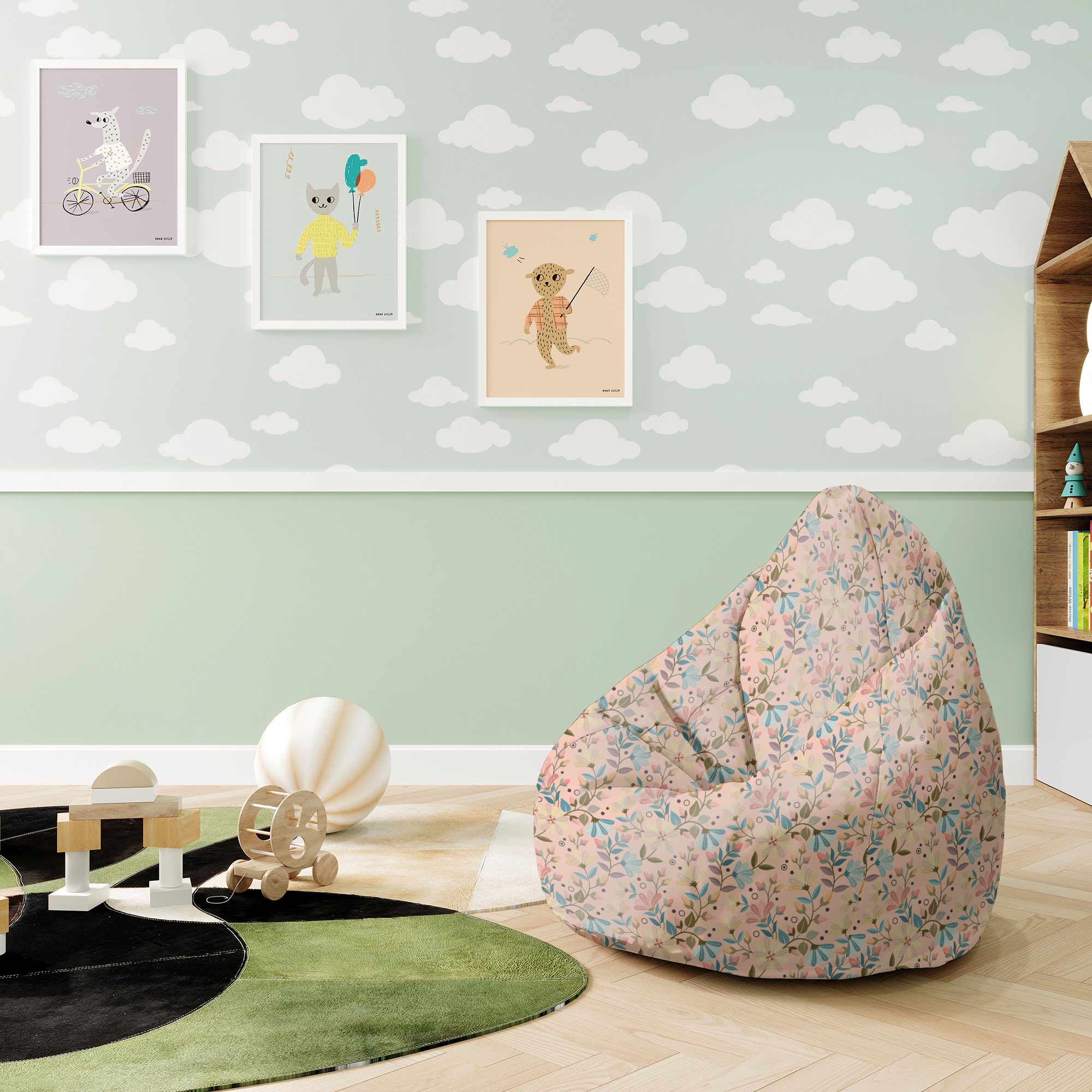 Puf Pearshape Ranné Kvety-M-Velvet