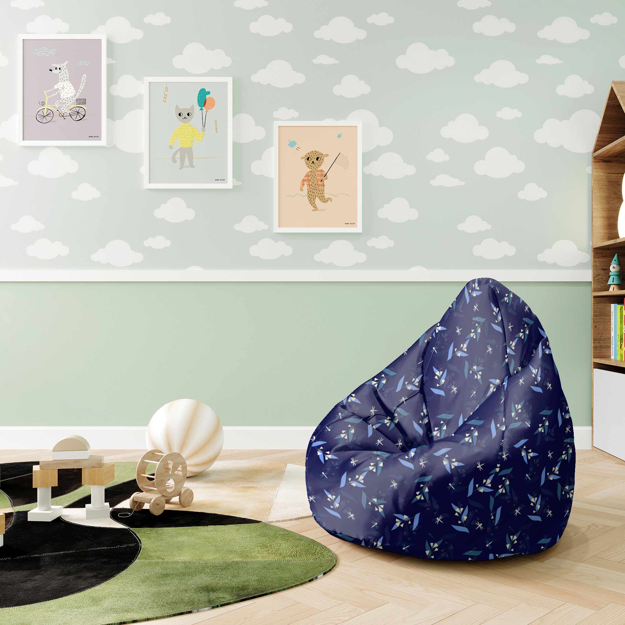 Puf Pearshape Moon Flowers-S-Velvet