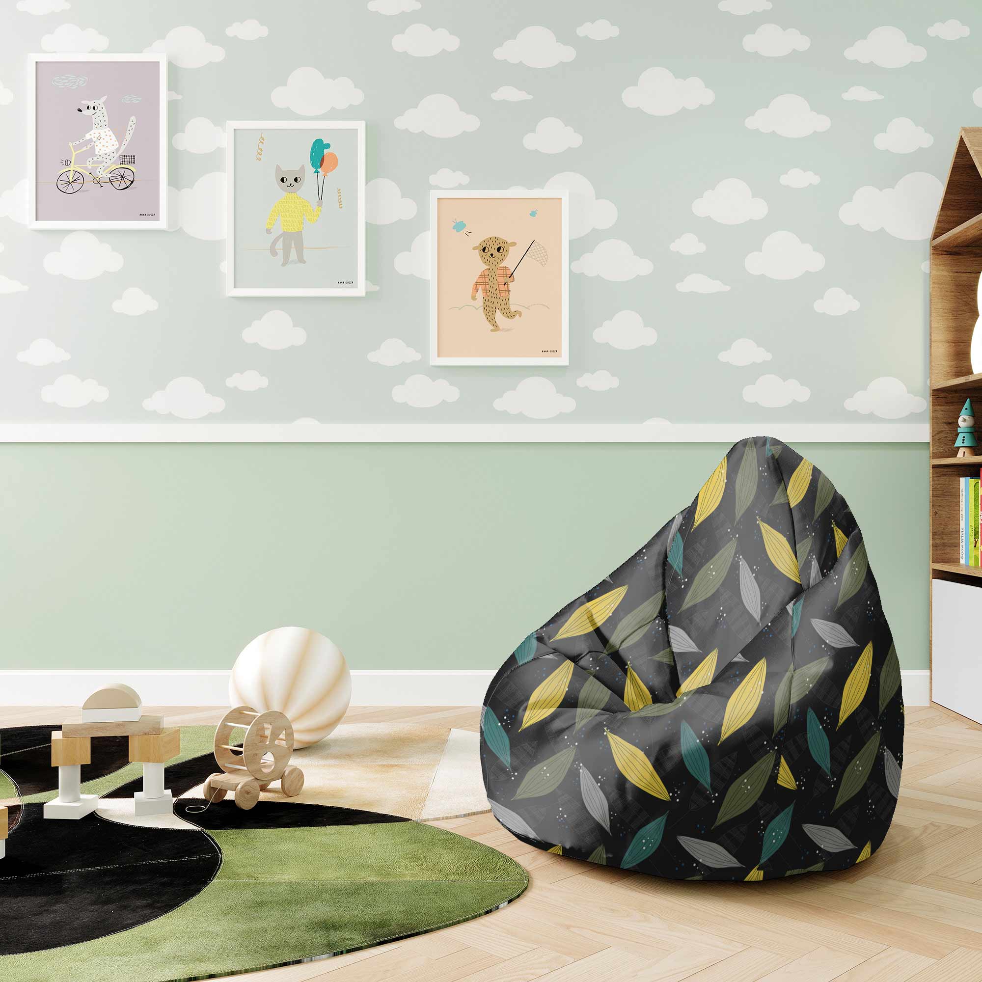 Puf Pearshape Simple Scandi Pattern-M-Oxford
