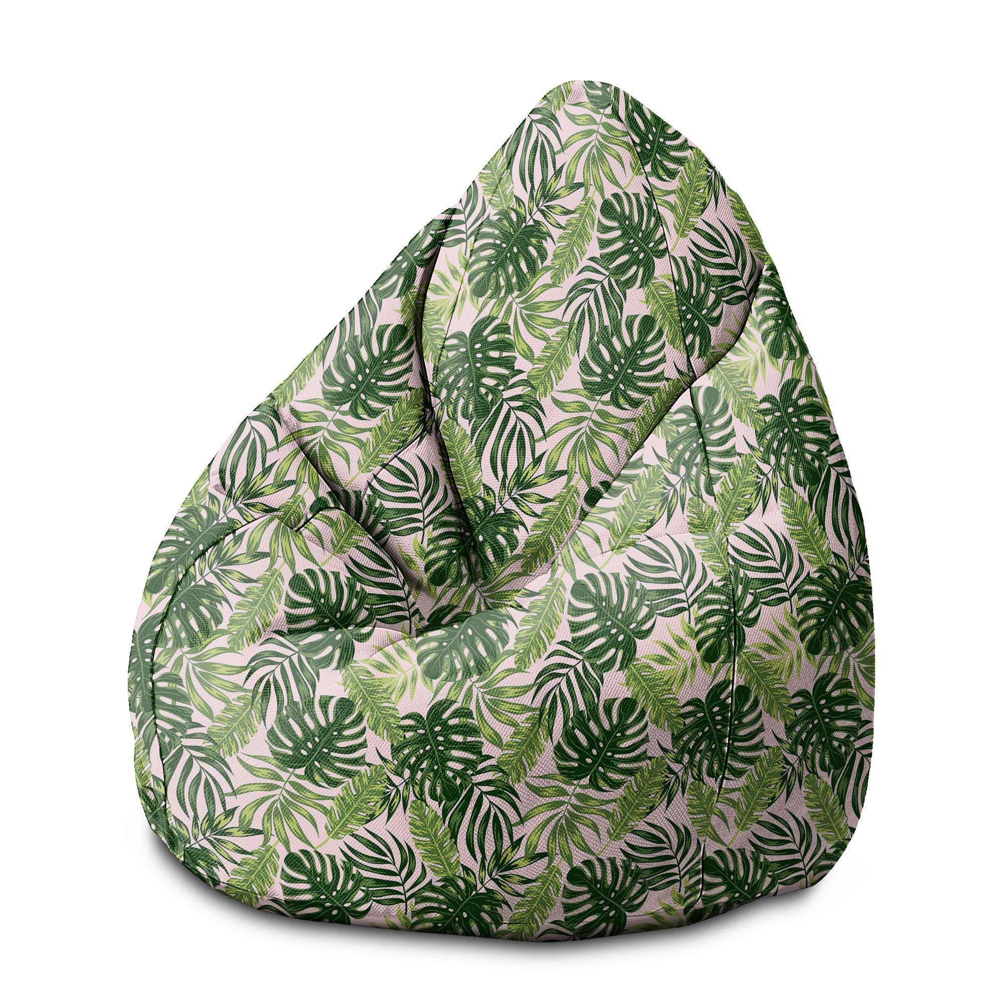 Puf Pearshape Tropické džungľové listy-M-Zamat