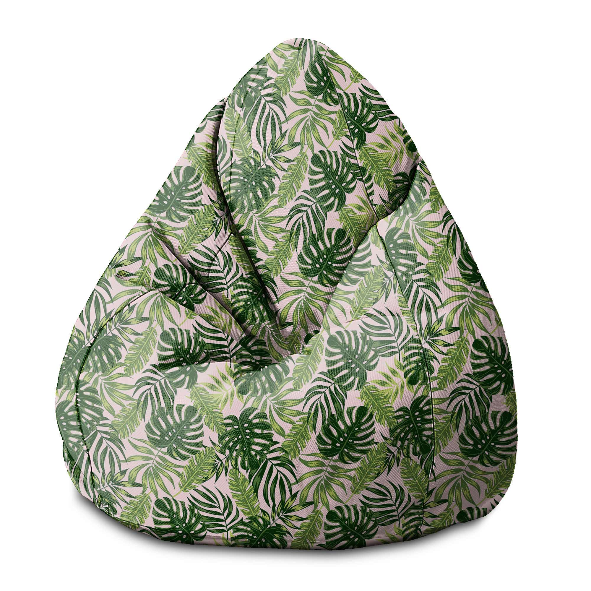 Puf Pearshape Tropické džungľové listy-M-Zamat