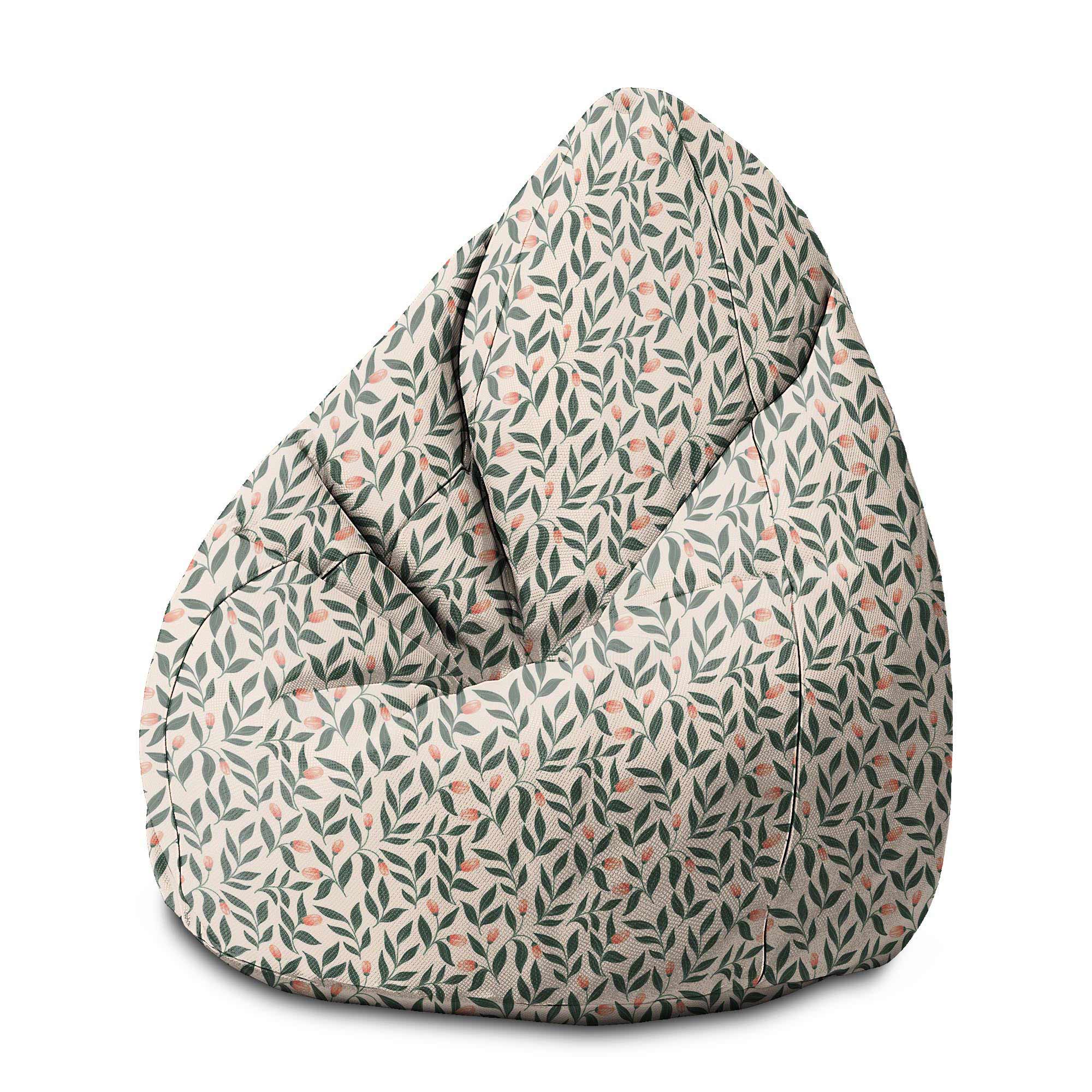 Puf Pearshape Ružový vzor bobúľ-M-Zamat