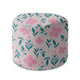 Round pouf footstool Delicate Pink Flowers-Velvet