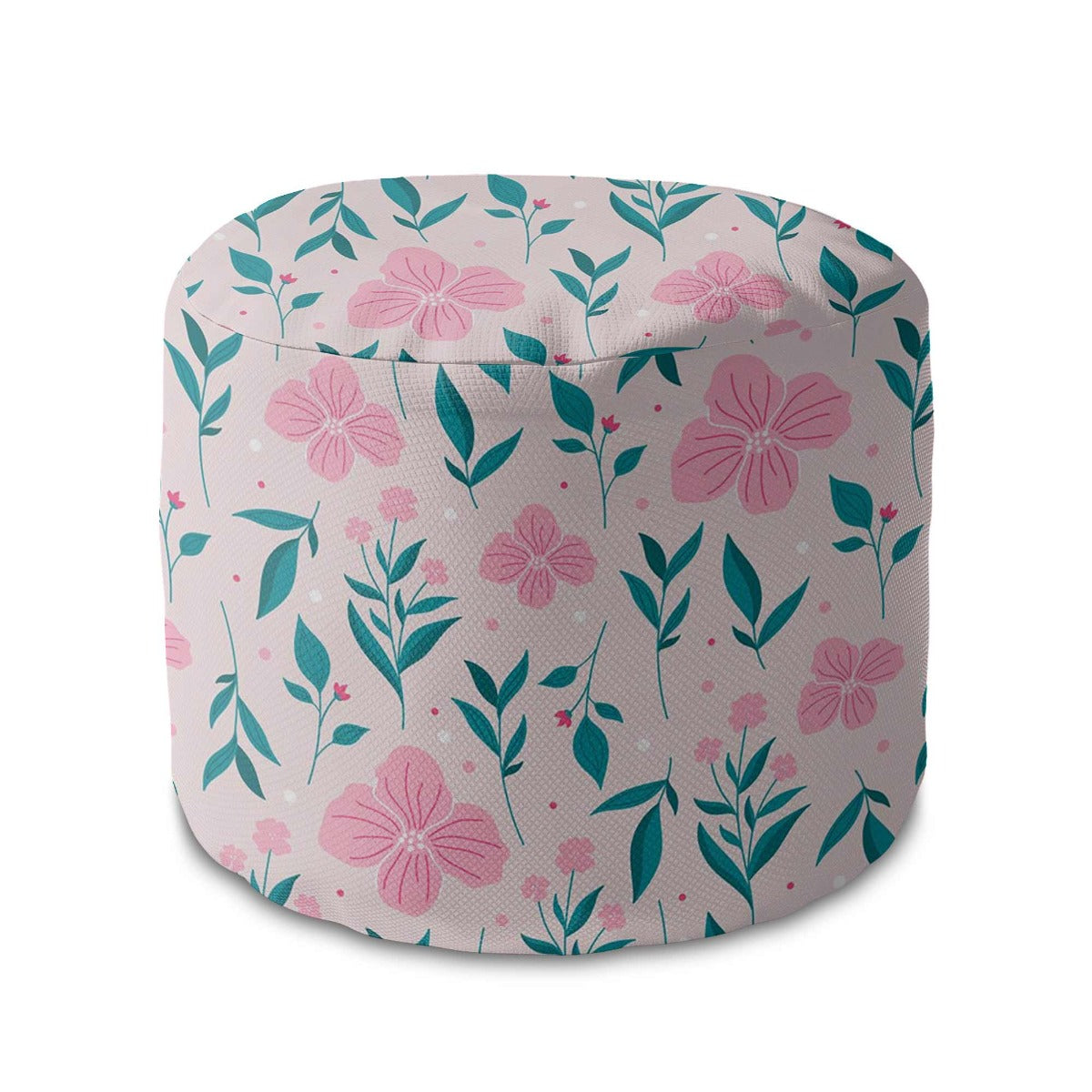 Round pouf footstool Delicate Pink Flowers-Oxford