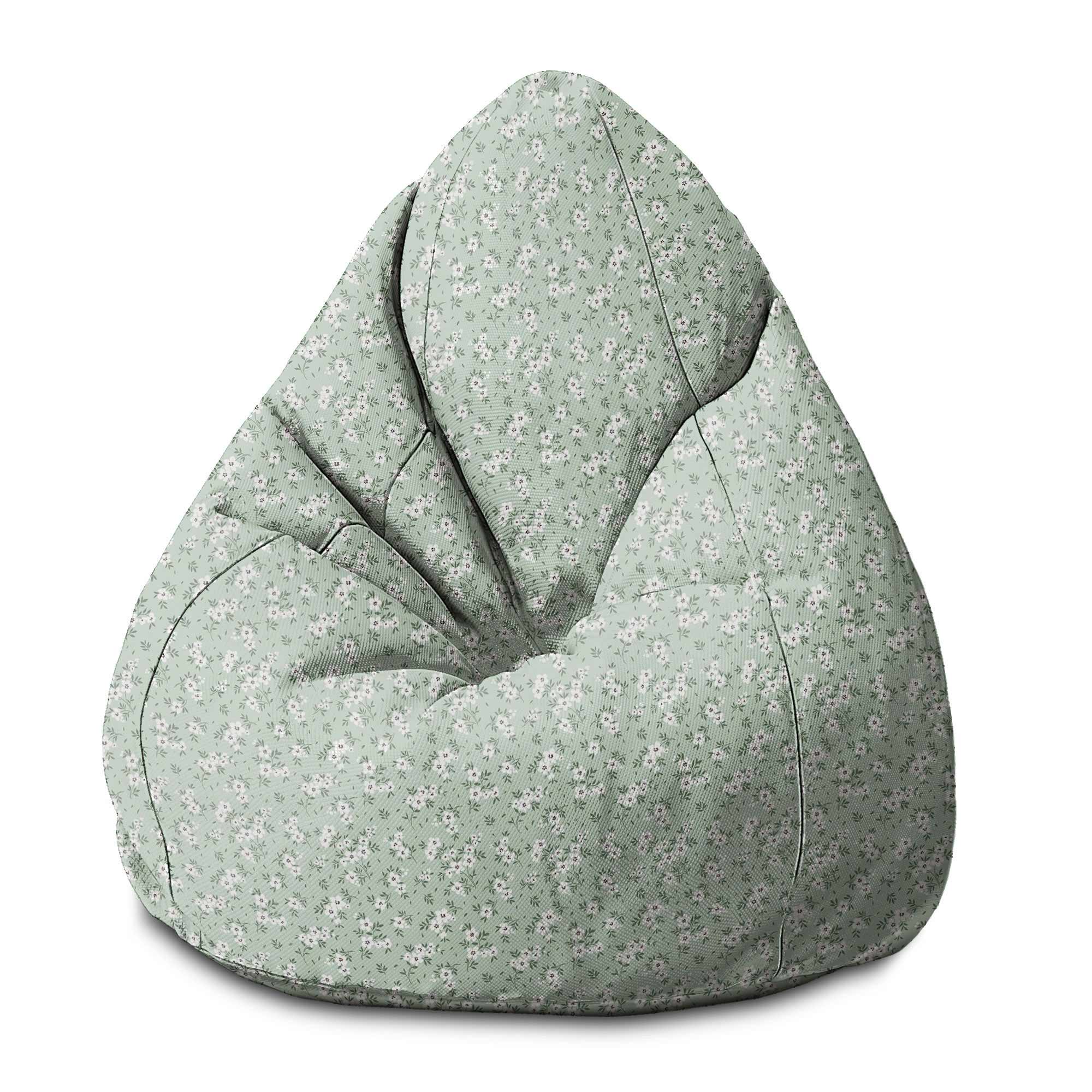 Puf Pearshape Lúka s drobnými bielymi kvetmi-M-Zamat
