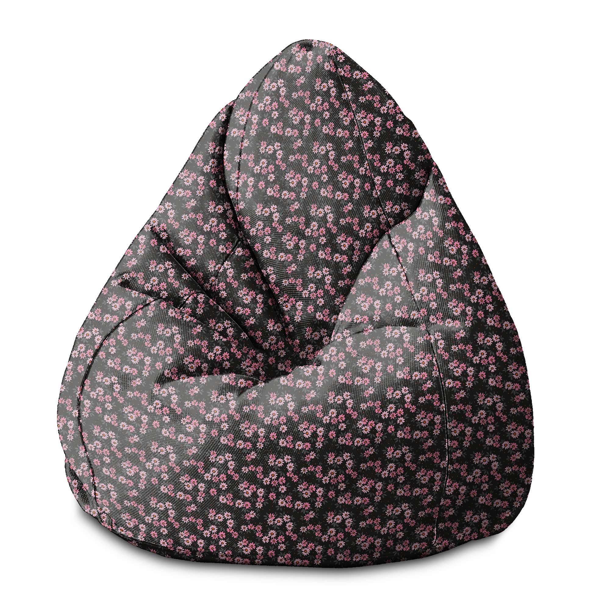 Puf Pearshape Pink Flowers Pattern-S-Velvet