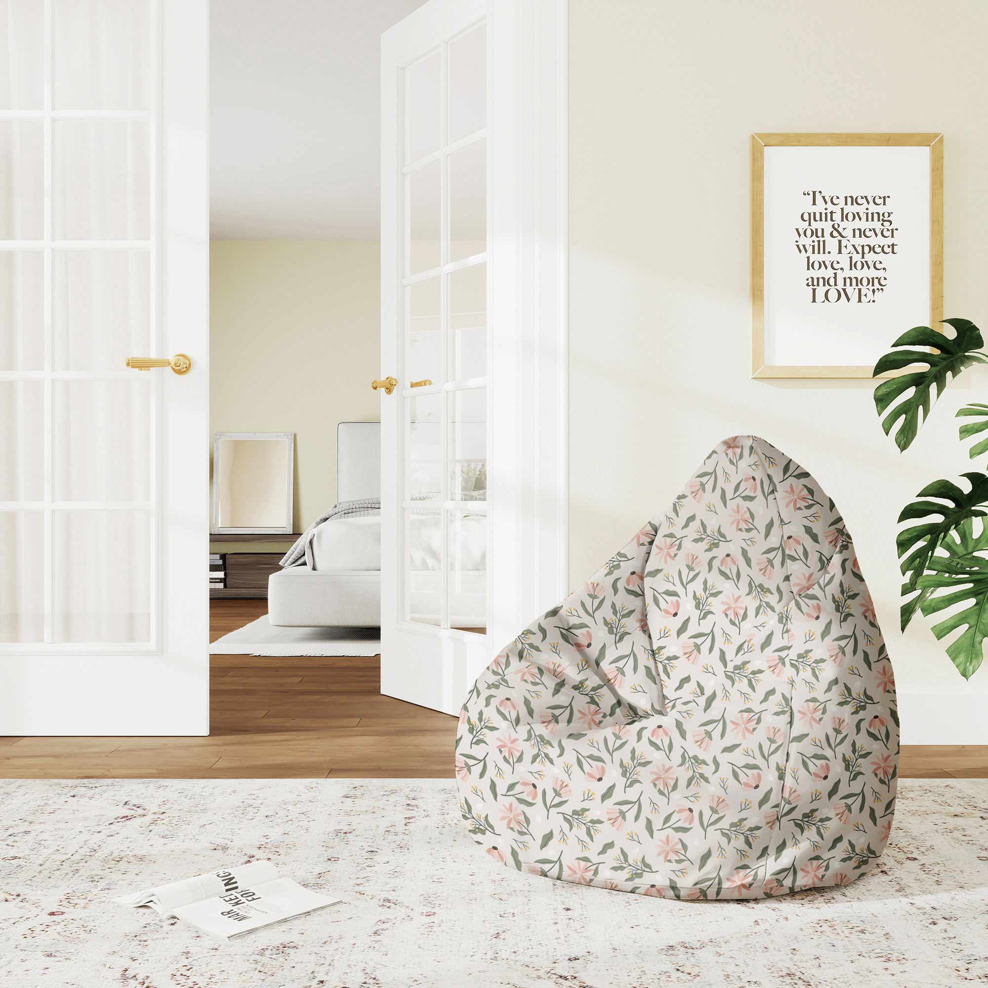 Puf Pearshape Peach Tones Flowers-S-Oxford