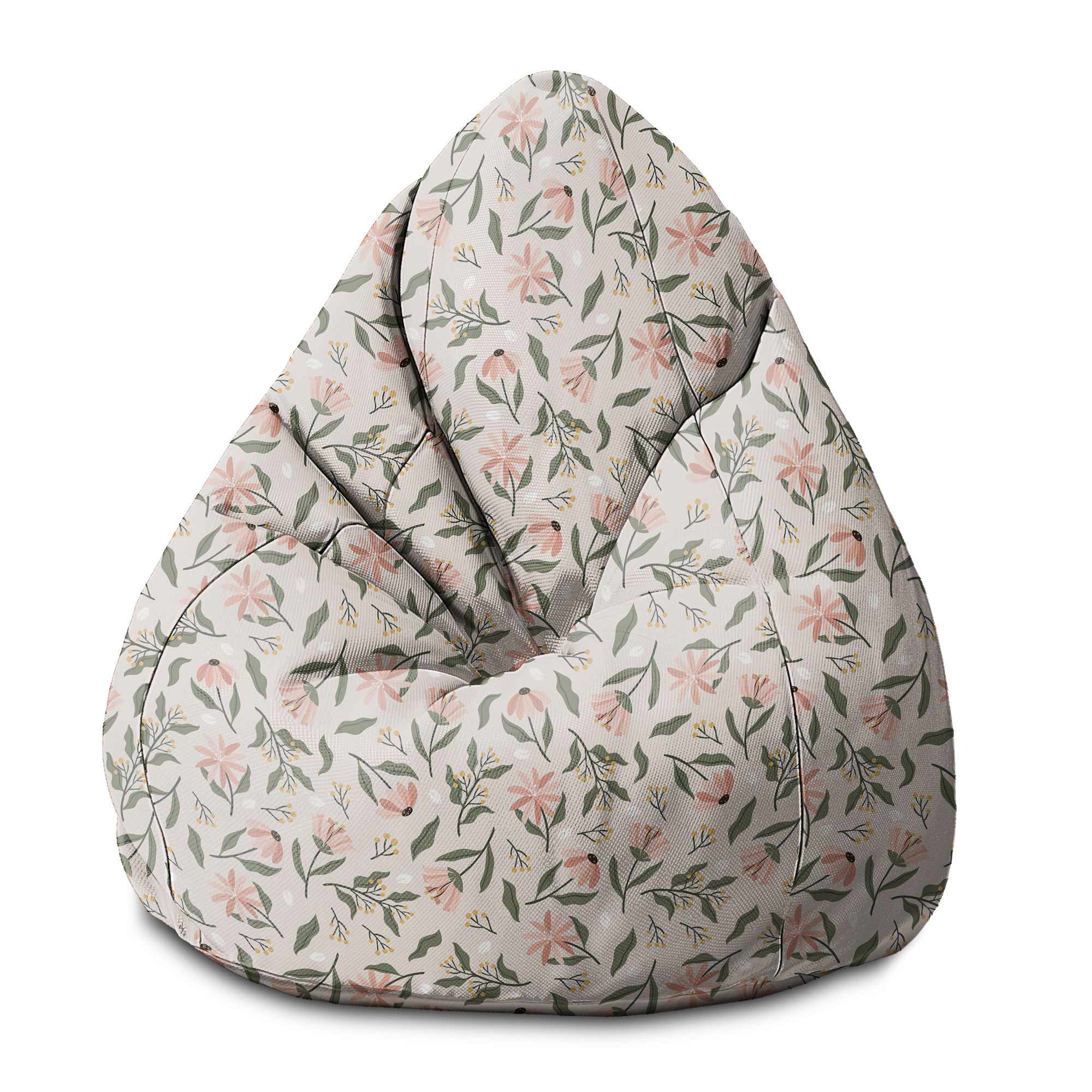 Pear-shaped Pouf Peach Tones Flowers-M-Velvet