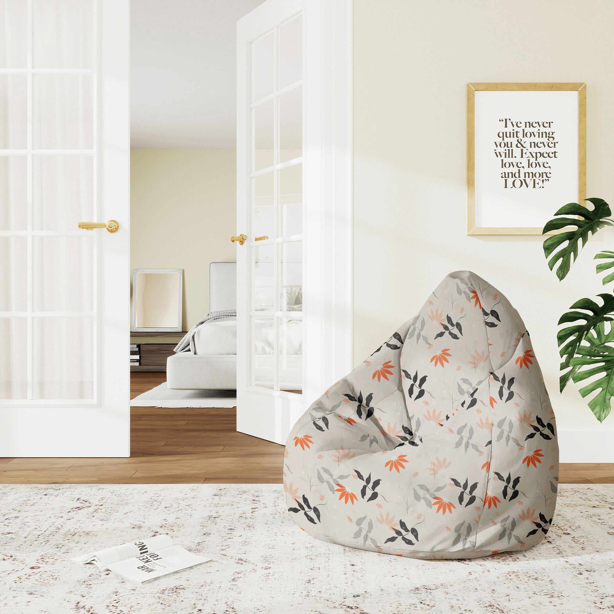 Pearshape Pouf Autumn Flowers-S-Oxford